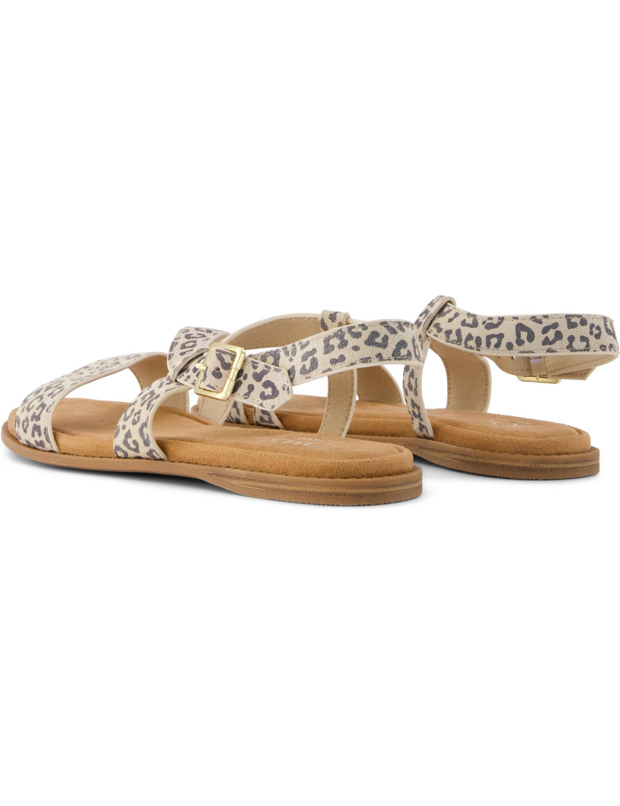 Suede Animal Print Ankle Strap Flat Sandals 5 of 6