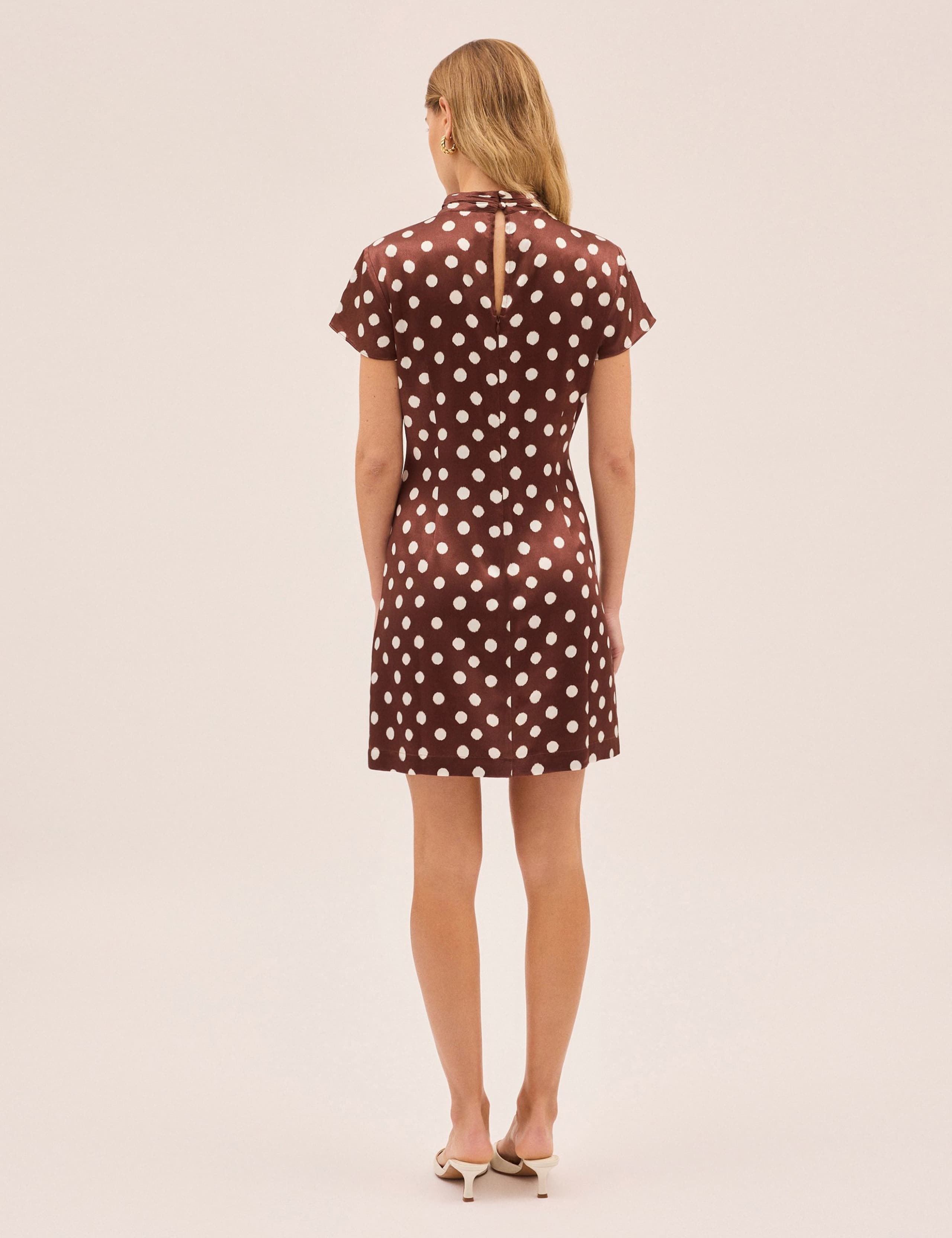 Polka Dot High Neck Mini Bodycon Dress 4 of 4