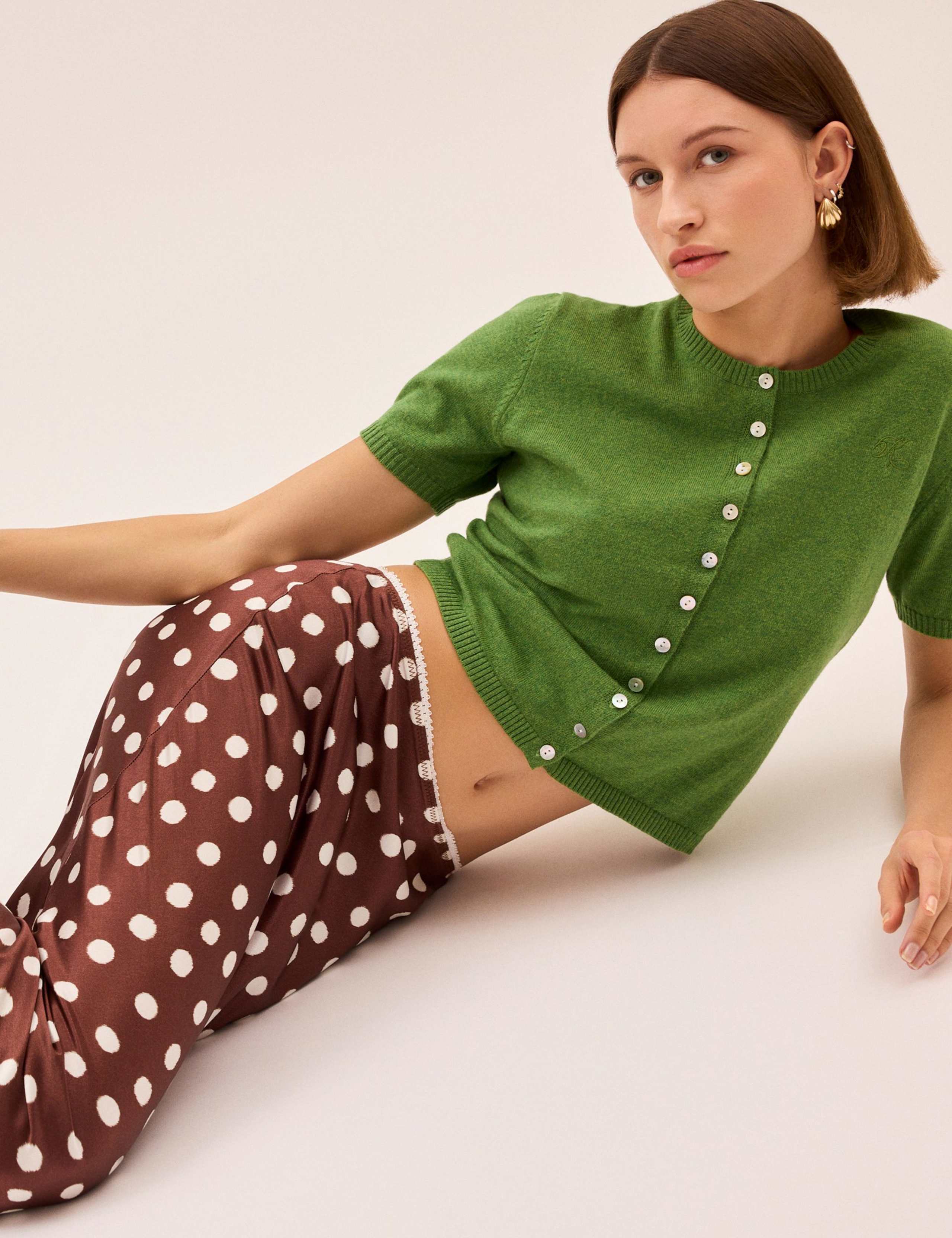 Polka Dot Satin Maxi Slip Skirt 3 of 5