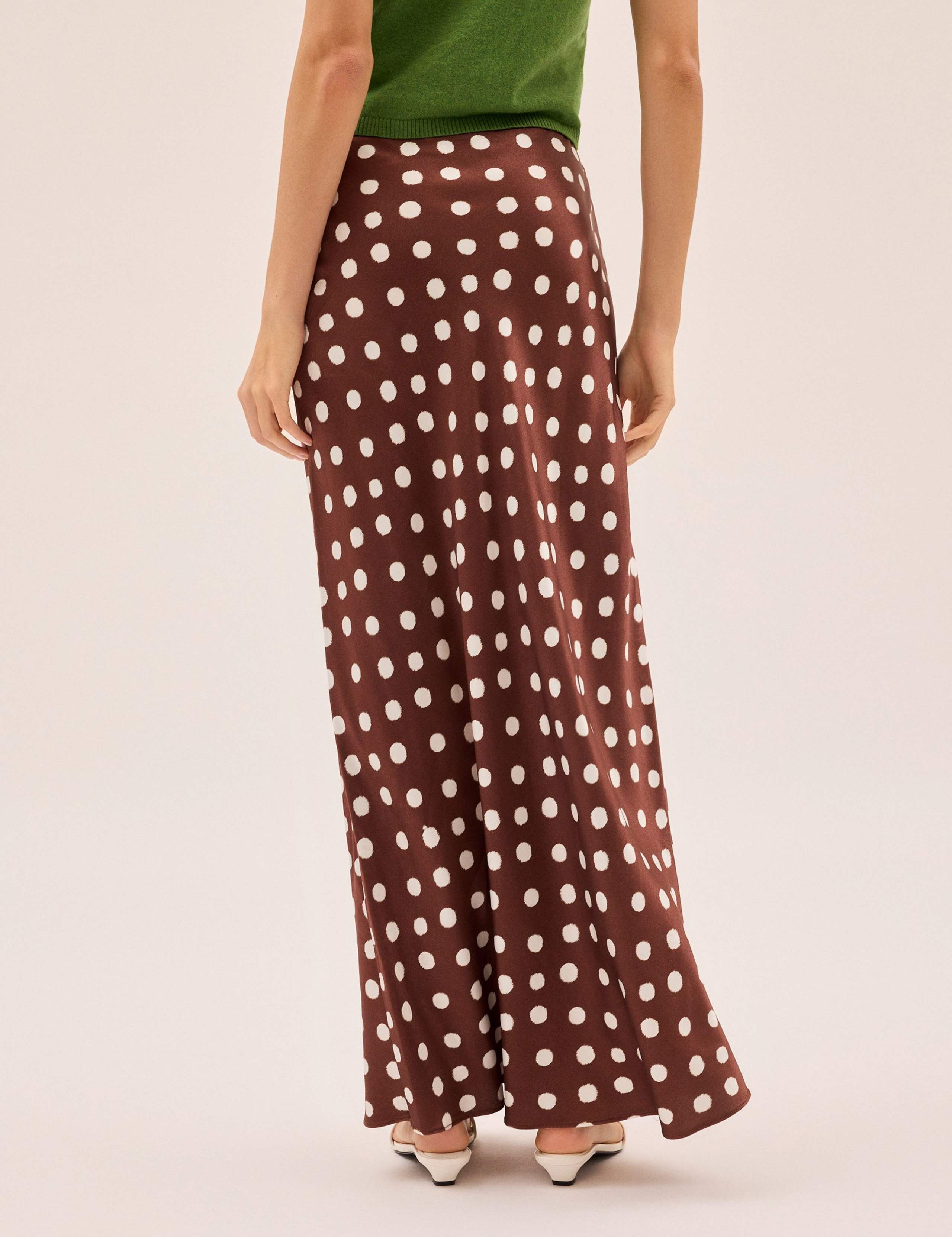 Polka Dot Satin Maxi Slip Skirt 5 of 5