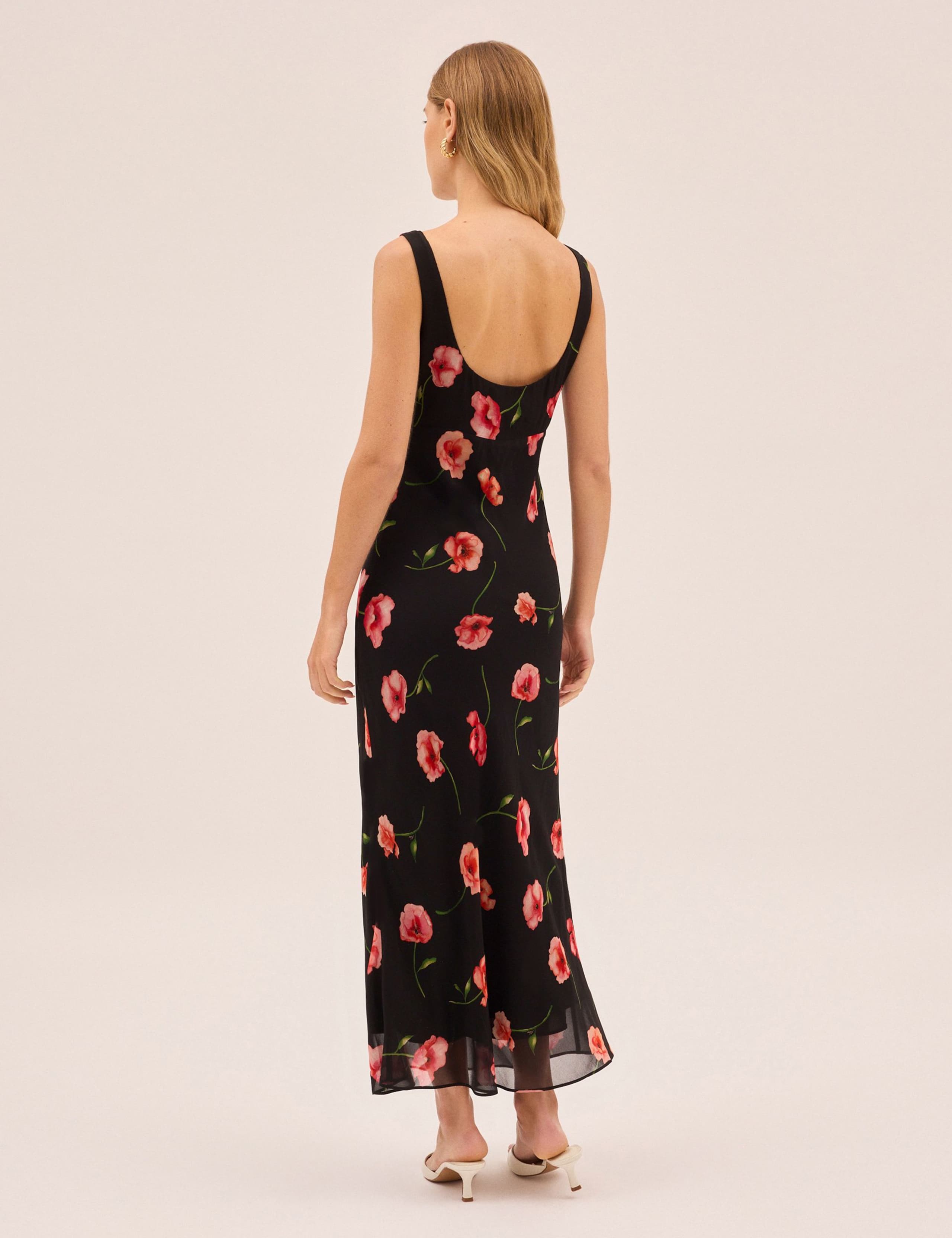 Poppy Print Scoop Neck Midi Tea Dress 4 of 4
