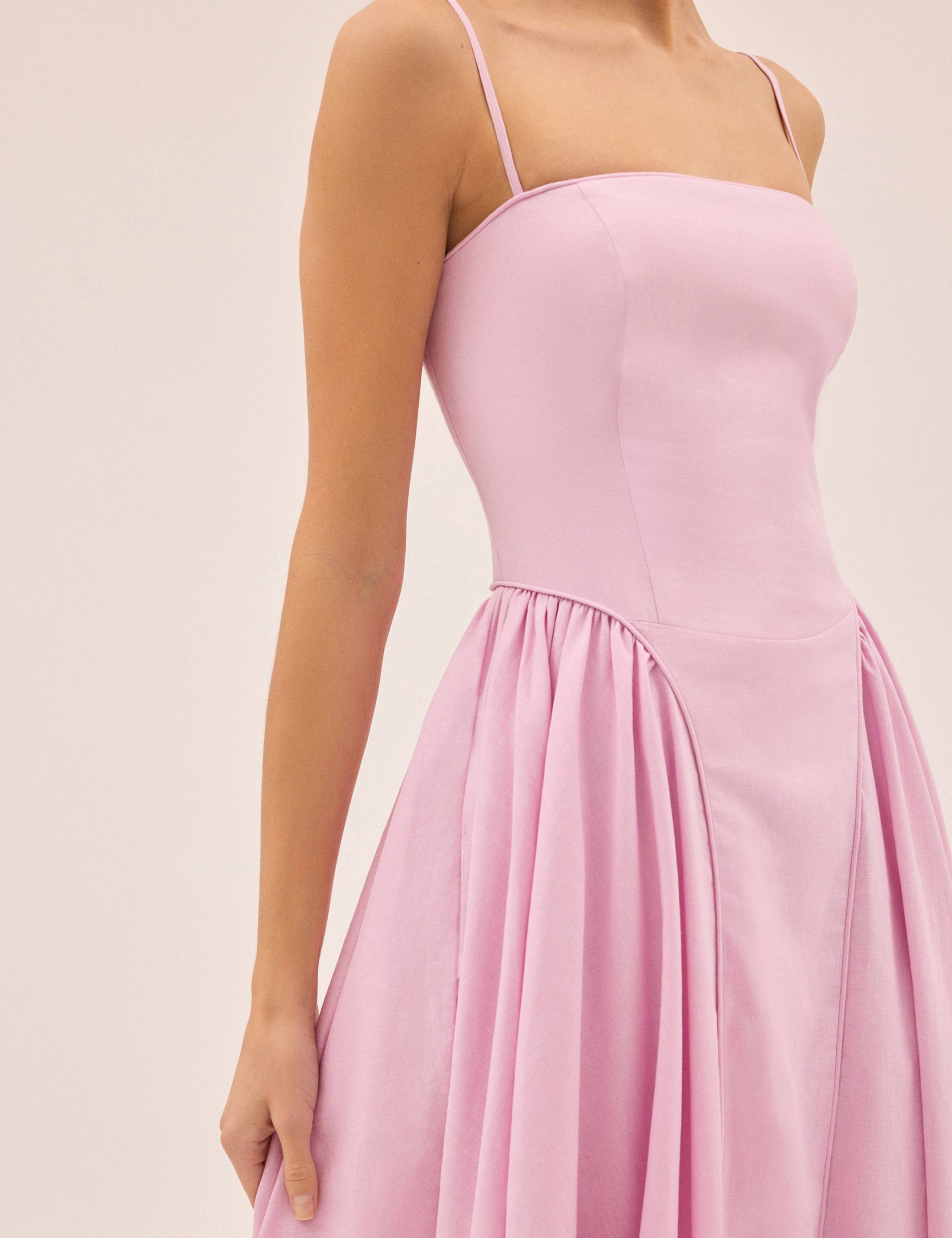 Cotton Linen Blend Square Neck Midi Dress 5 of 8