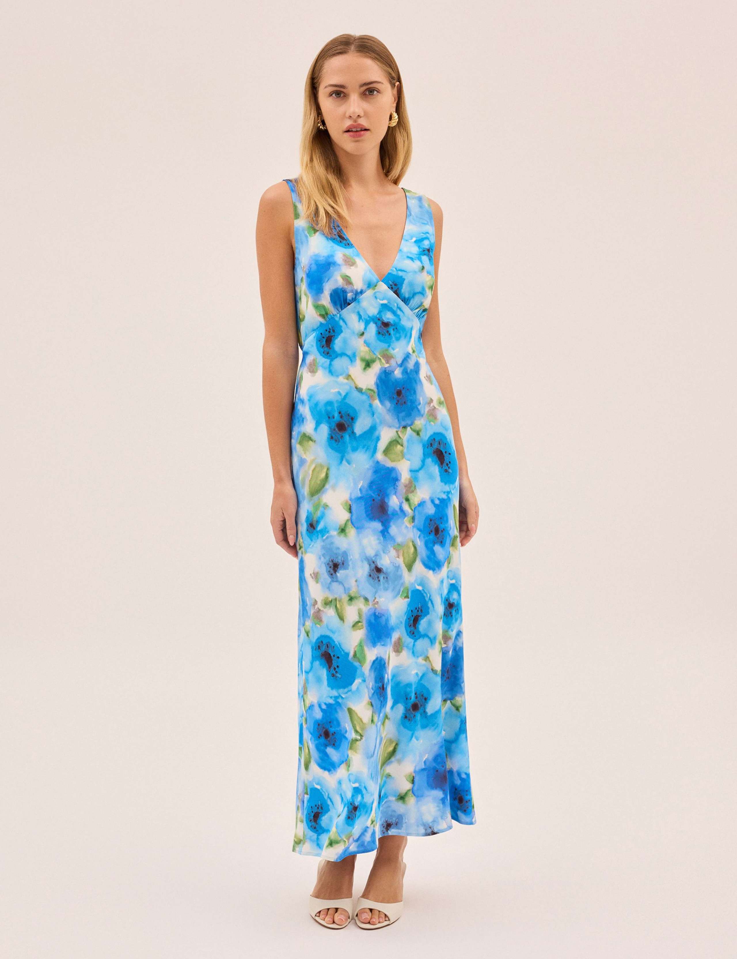 Floral V-Neck Midi Slip Dress 2 of 6