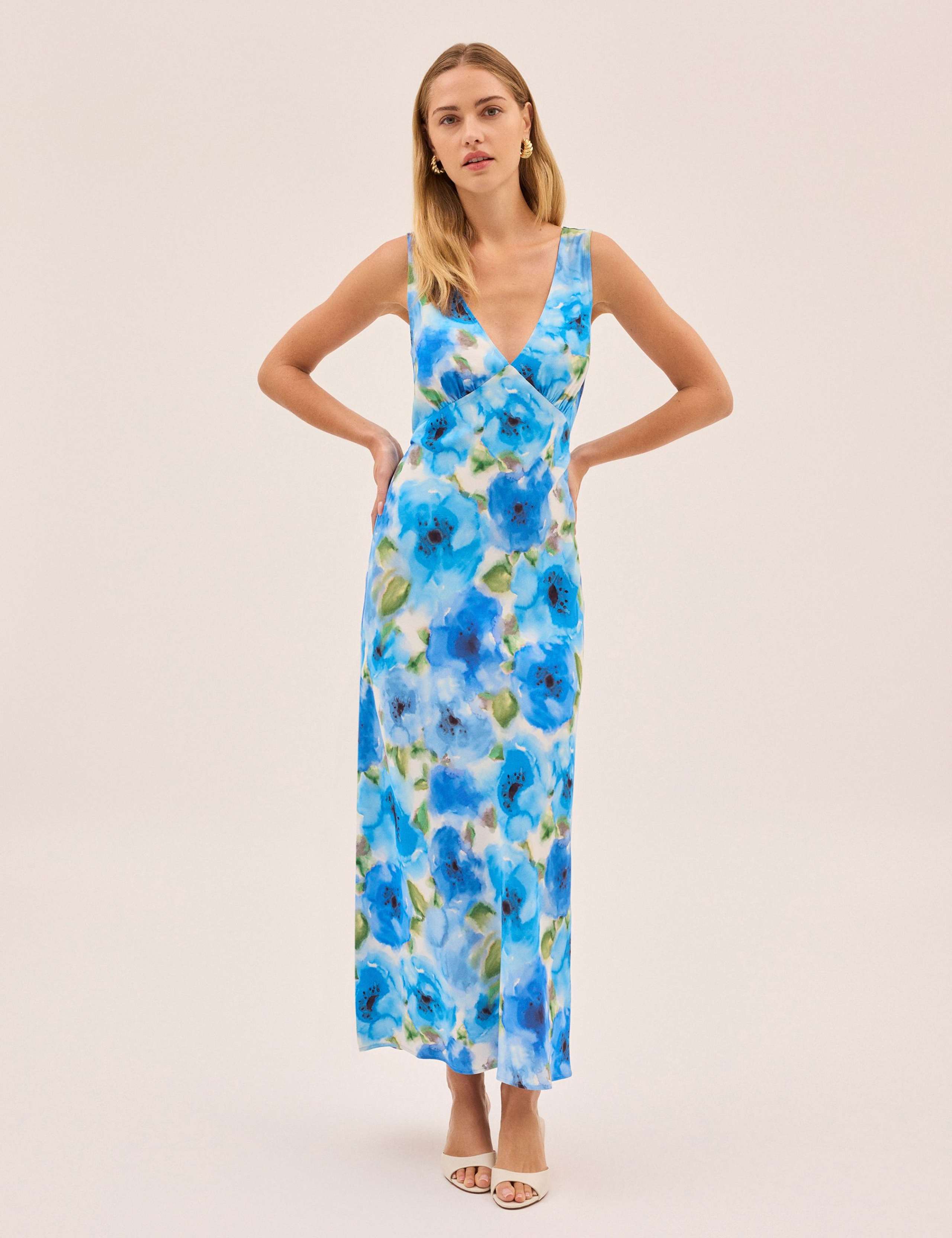 Floral V-Neck Midi Slip Dress 4 of 6