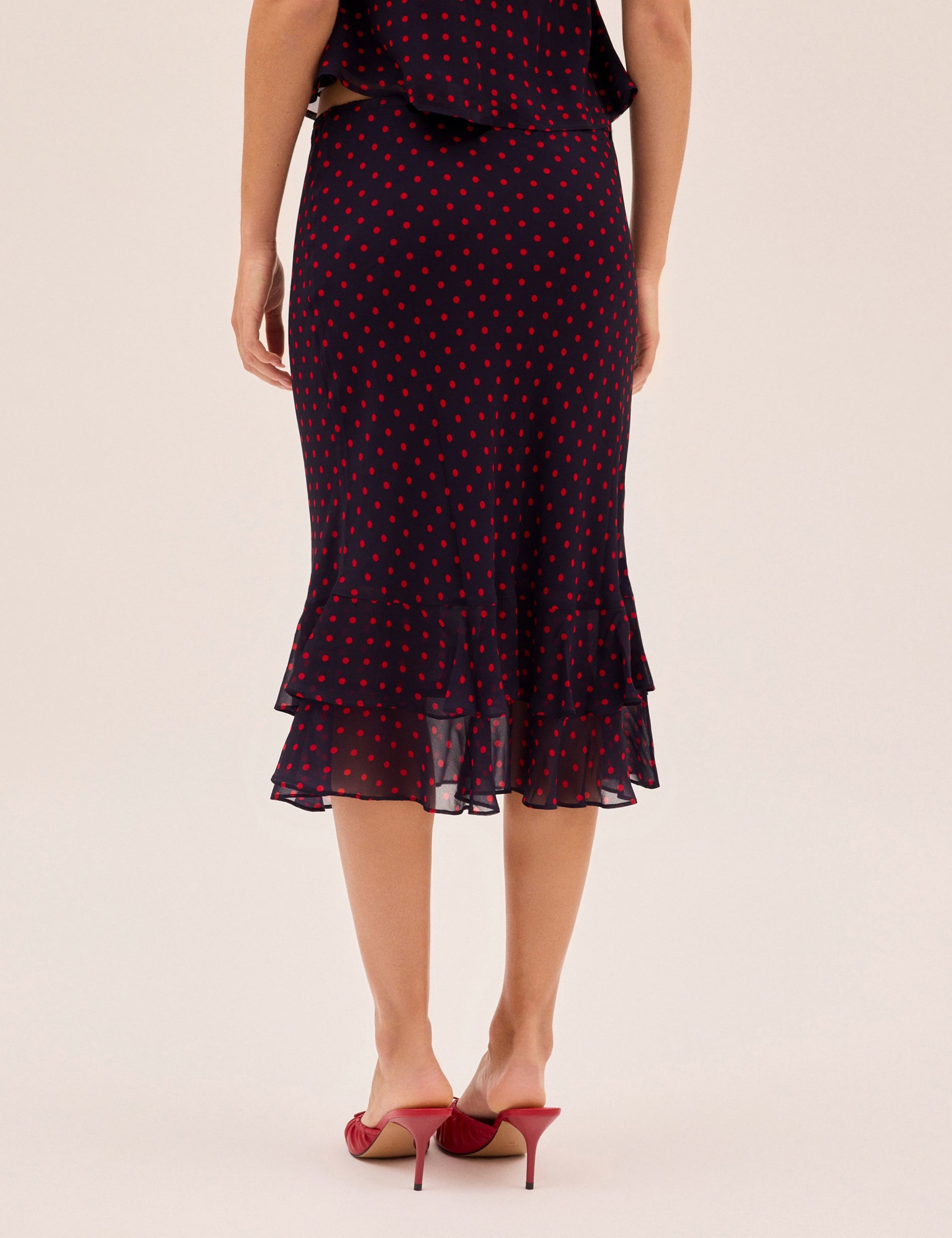 Pin Dot Print Chiffon Slip Skirt 4 of 4