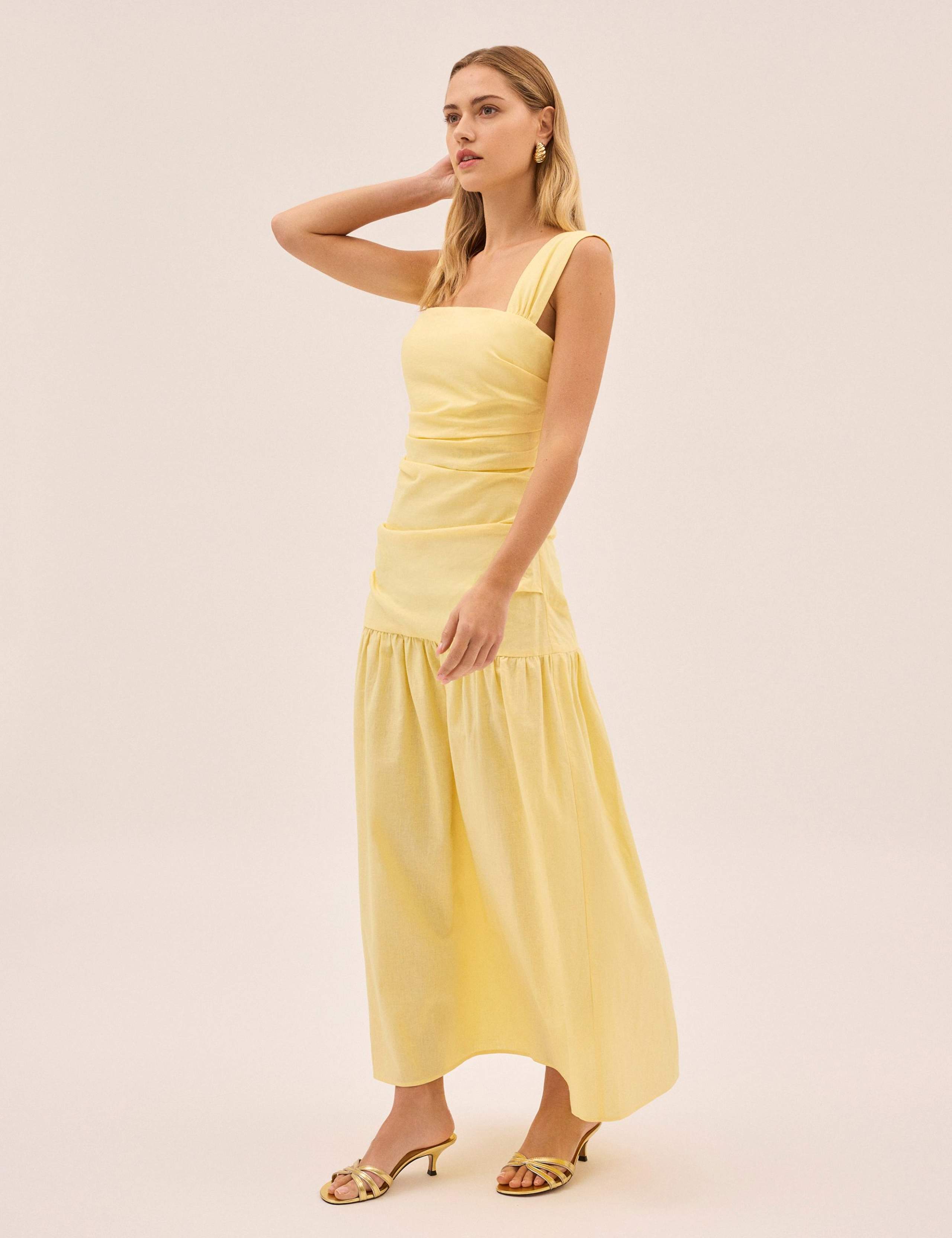 Cotton Linen Blend Square Neck Midaxi Dress 2 of 4