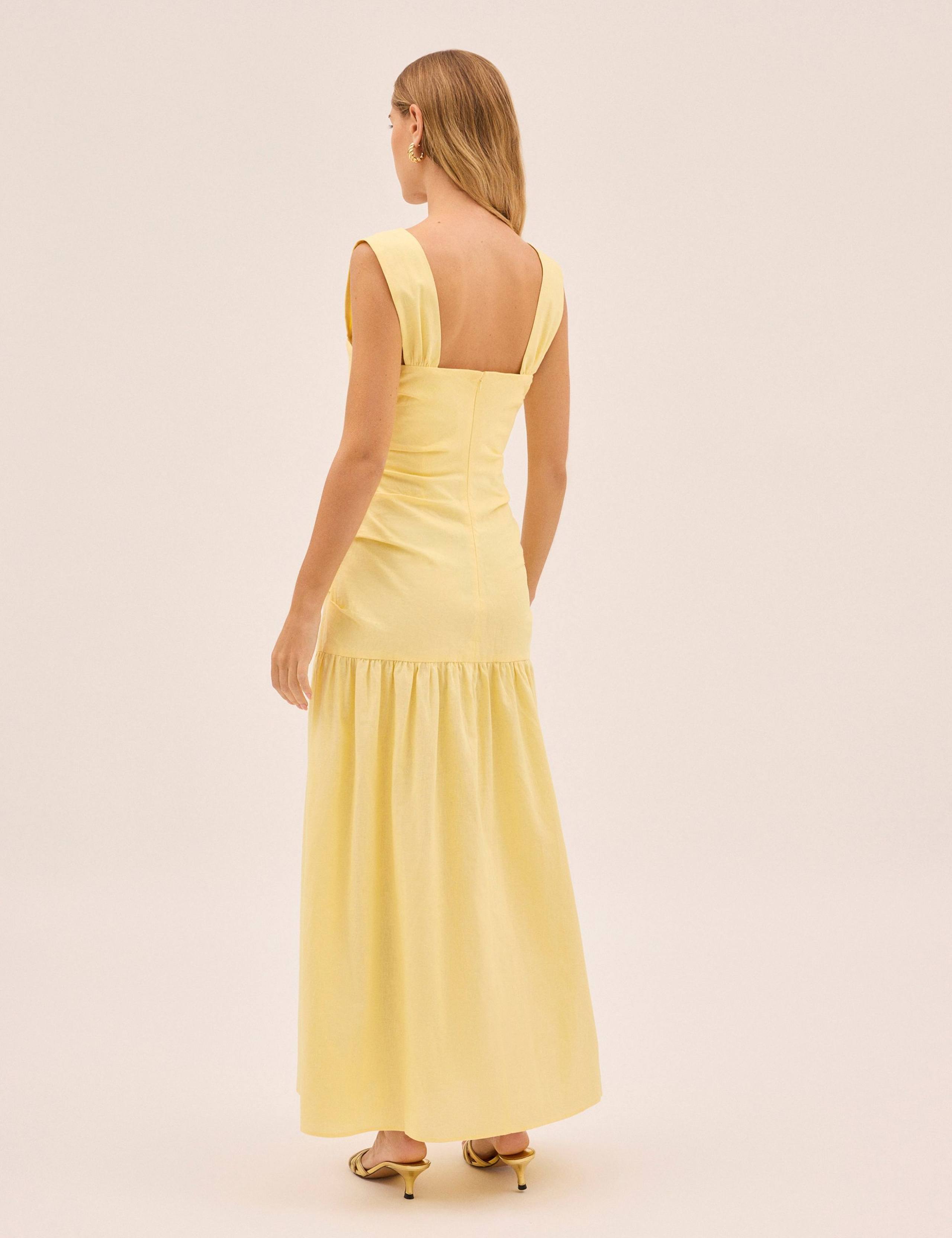 Cotton Linen Blend Square Neck Midaxi Dress 4 of 4