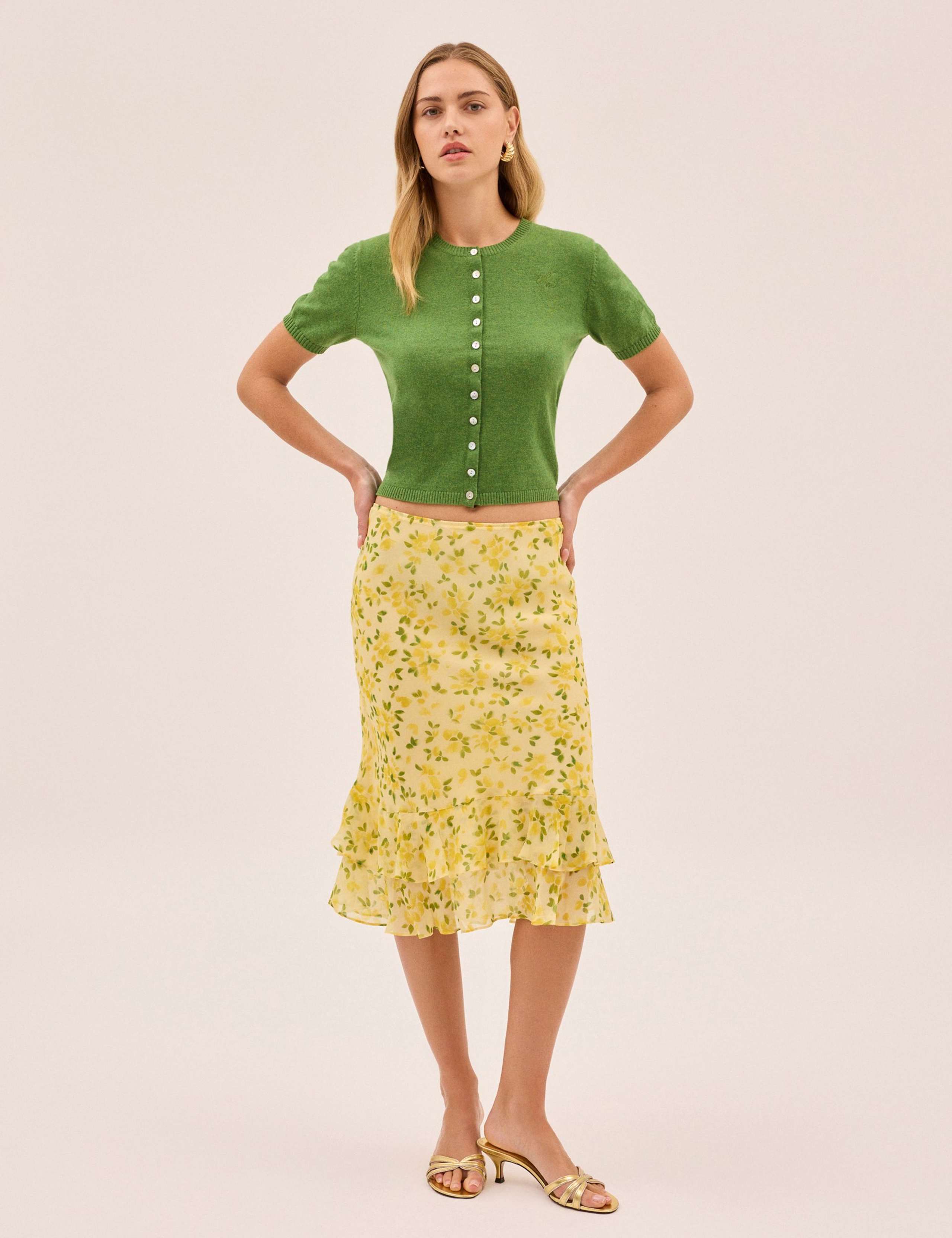 Cotton Rich Embroidered Crew Neck Cardigan 2 of 8