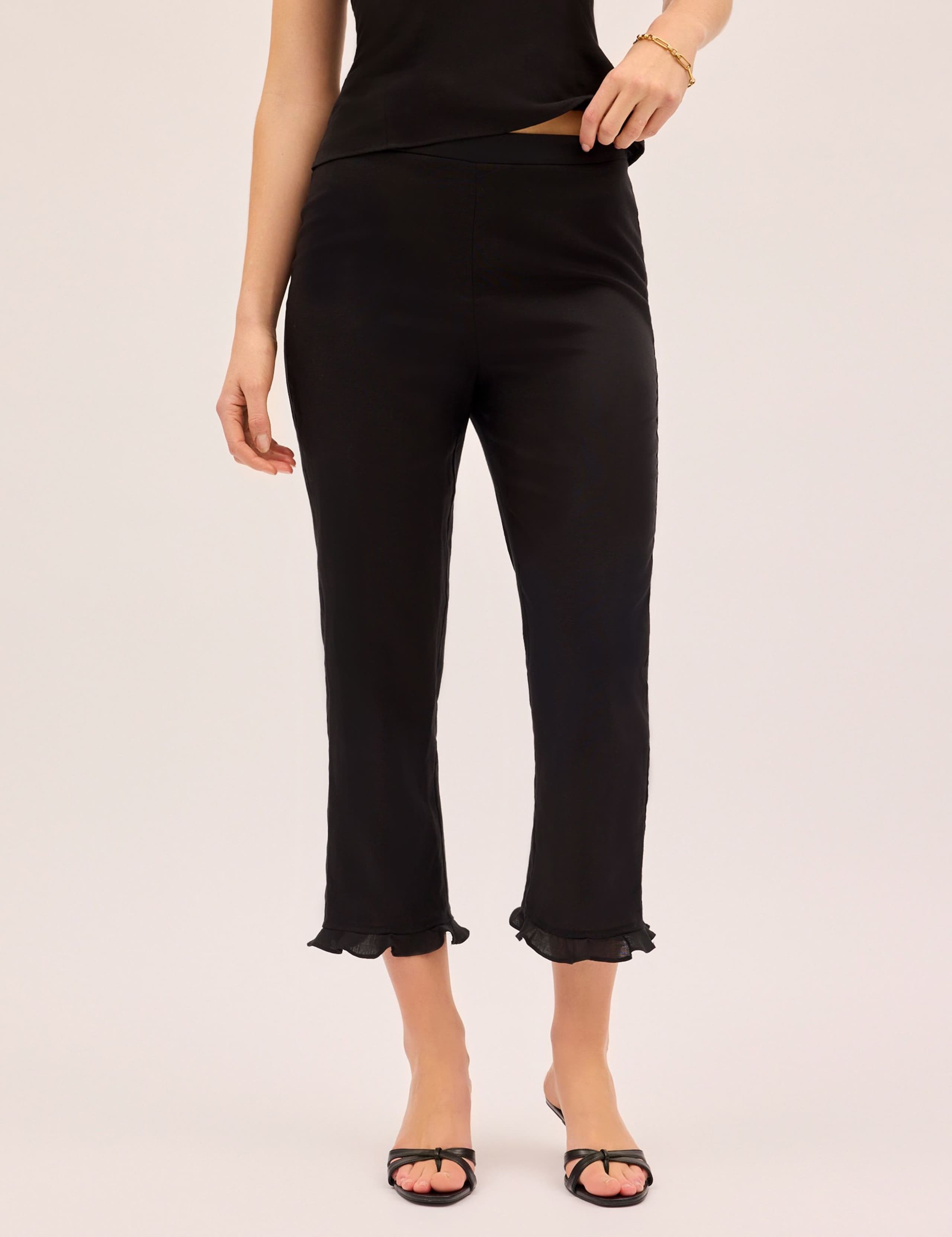 Lyocell Rich Capri Trousers with Linen 1 of 5