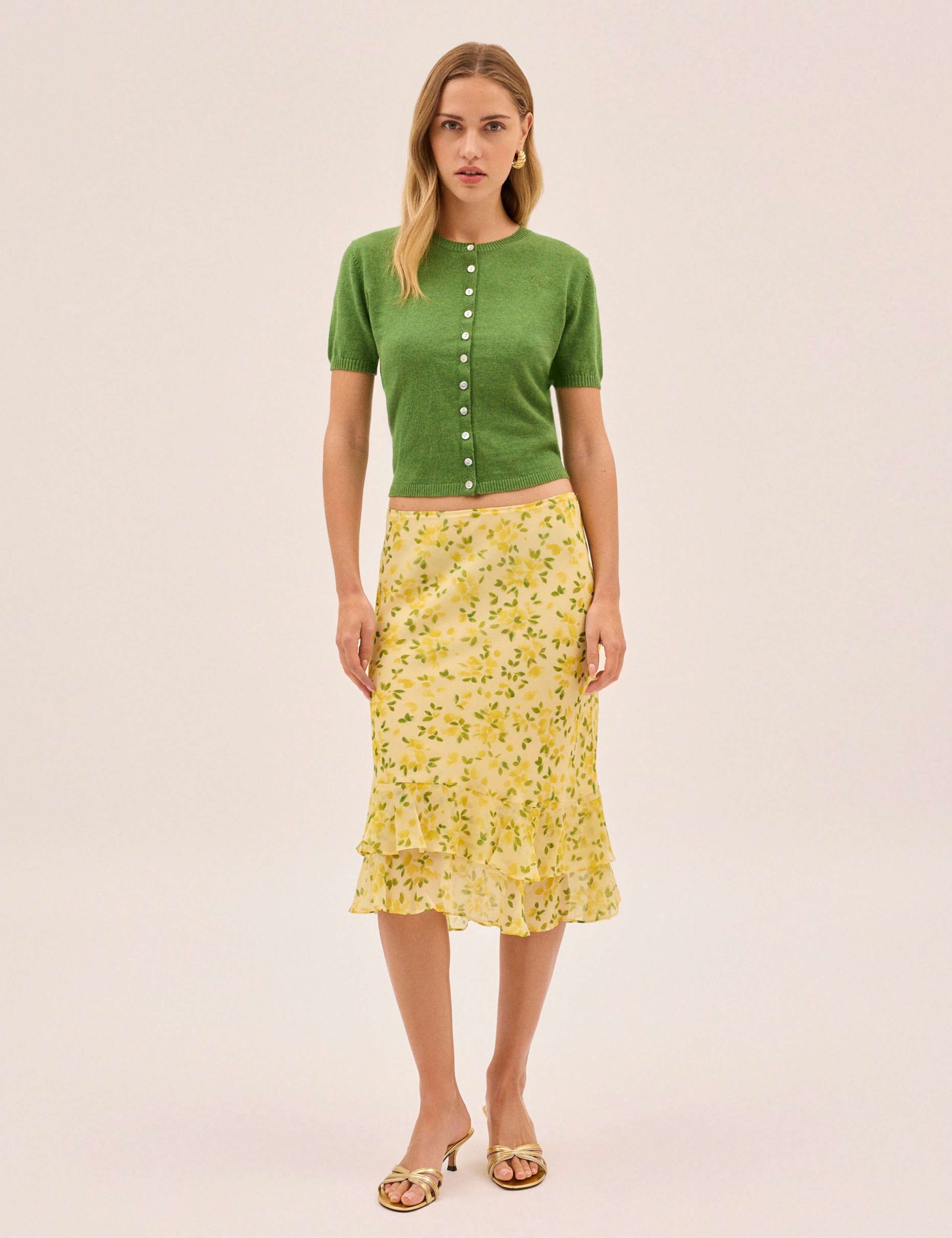 Petal Print Knee Length Slip Skirt 4 of 5