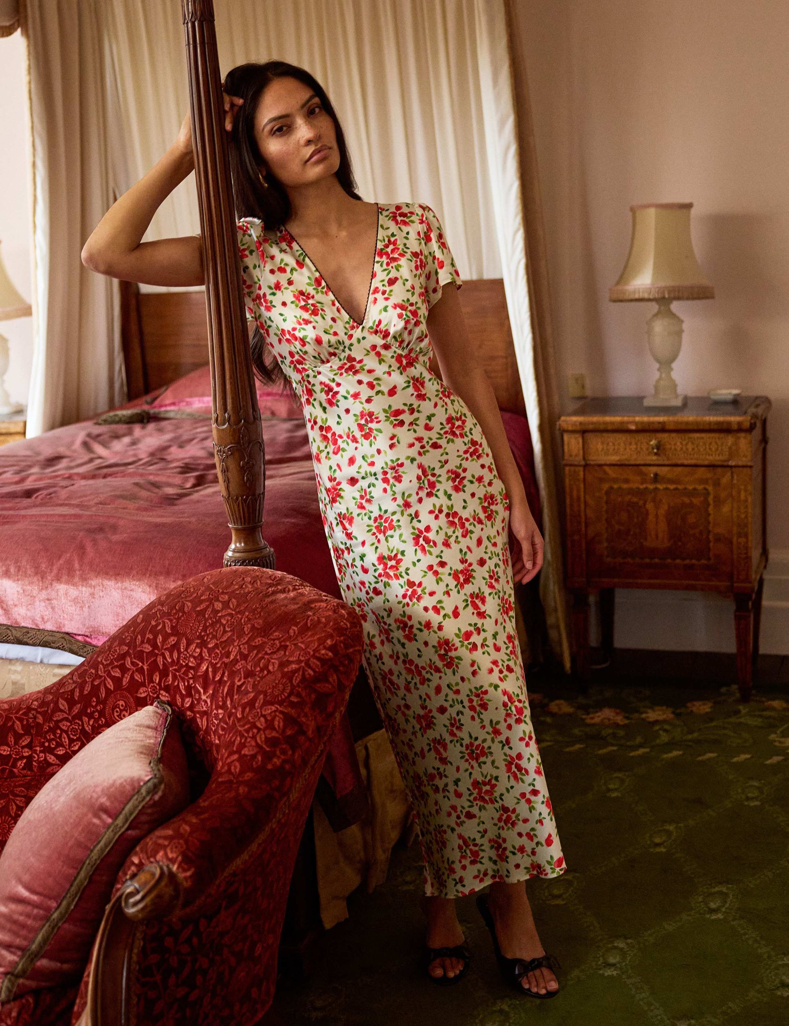 Floral V-Neck Midi Tea Dress 1 of 6