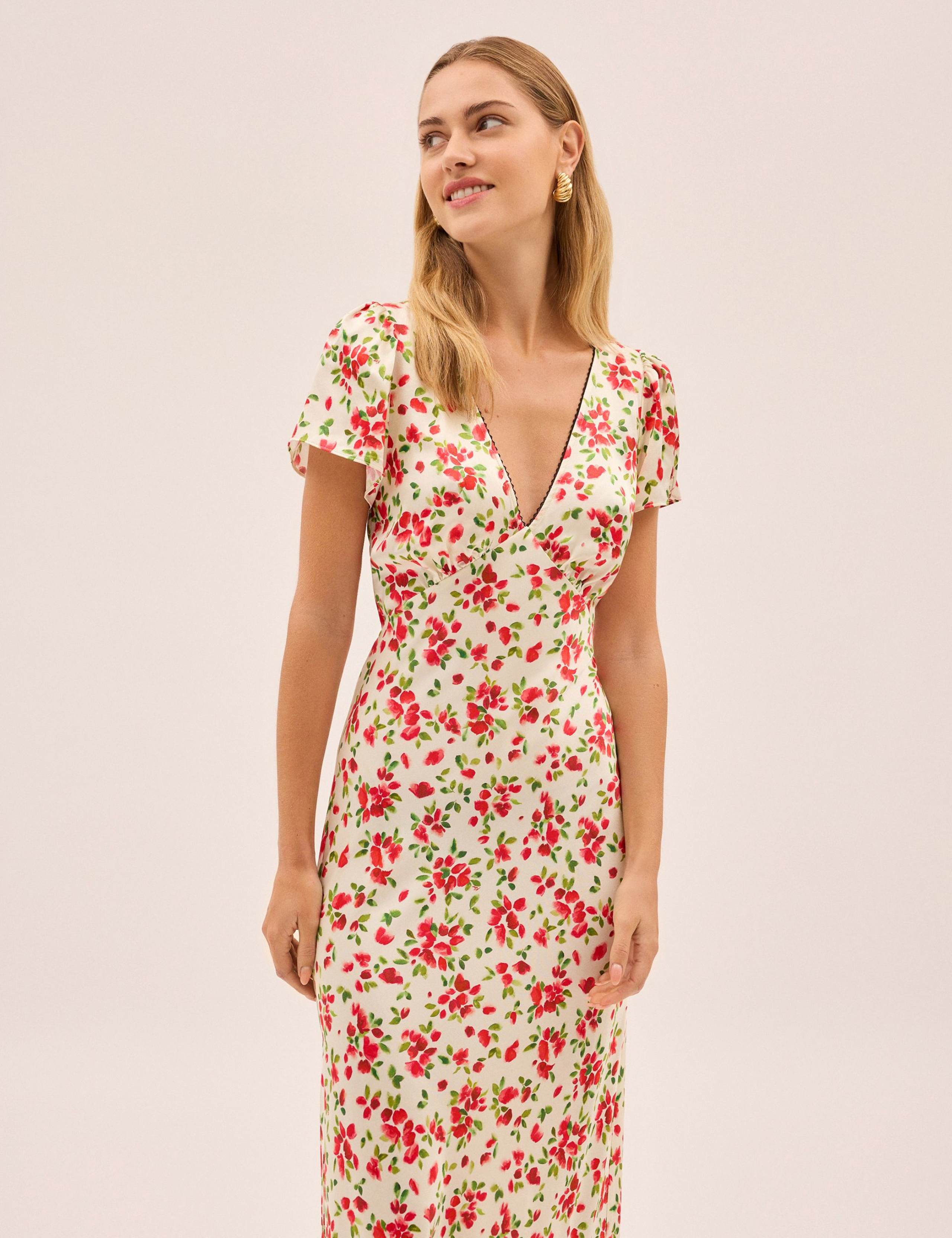 Floral V-Neck Midi Tea Dress 5 of 6