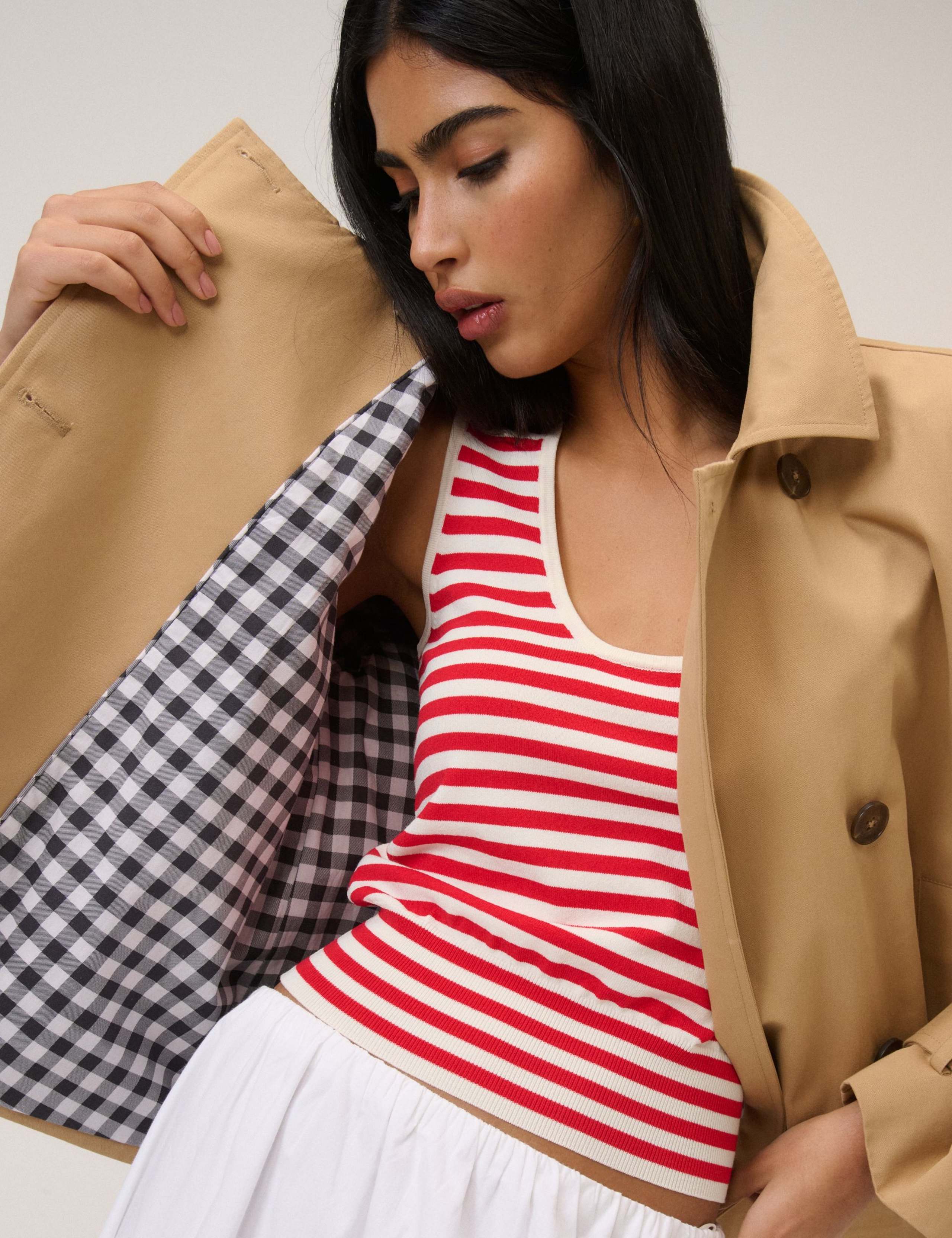 Pure Cotton Cropped Trench Coat 3 of 6