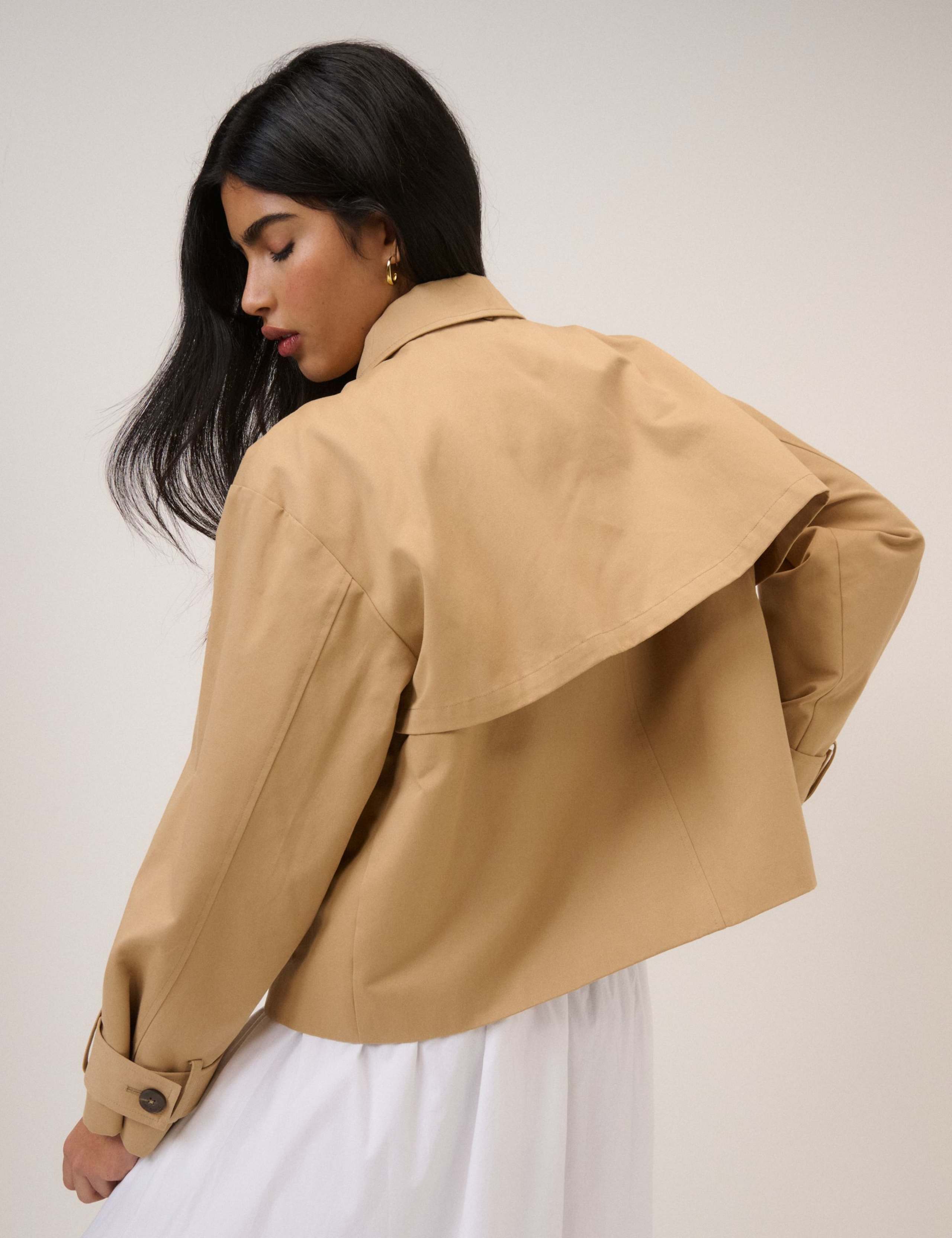 Pure Cotton Cropped Trench Coat 4 of 6