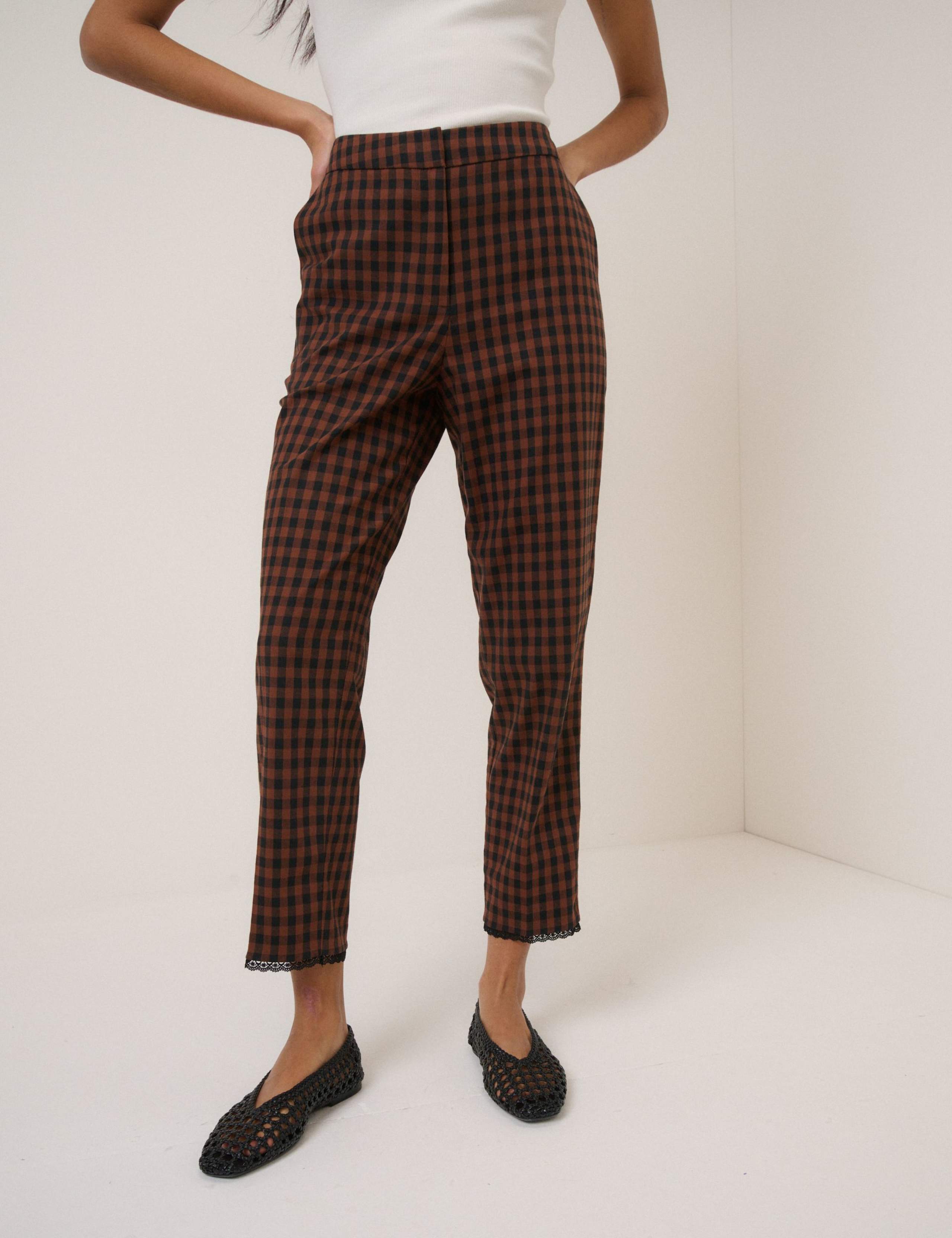 Cotton Rich Gingham Tapered Cropped Trousers 3 of 6