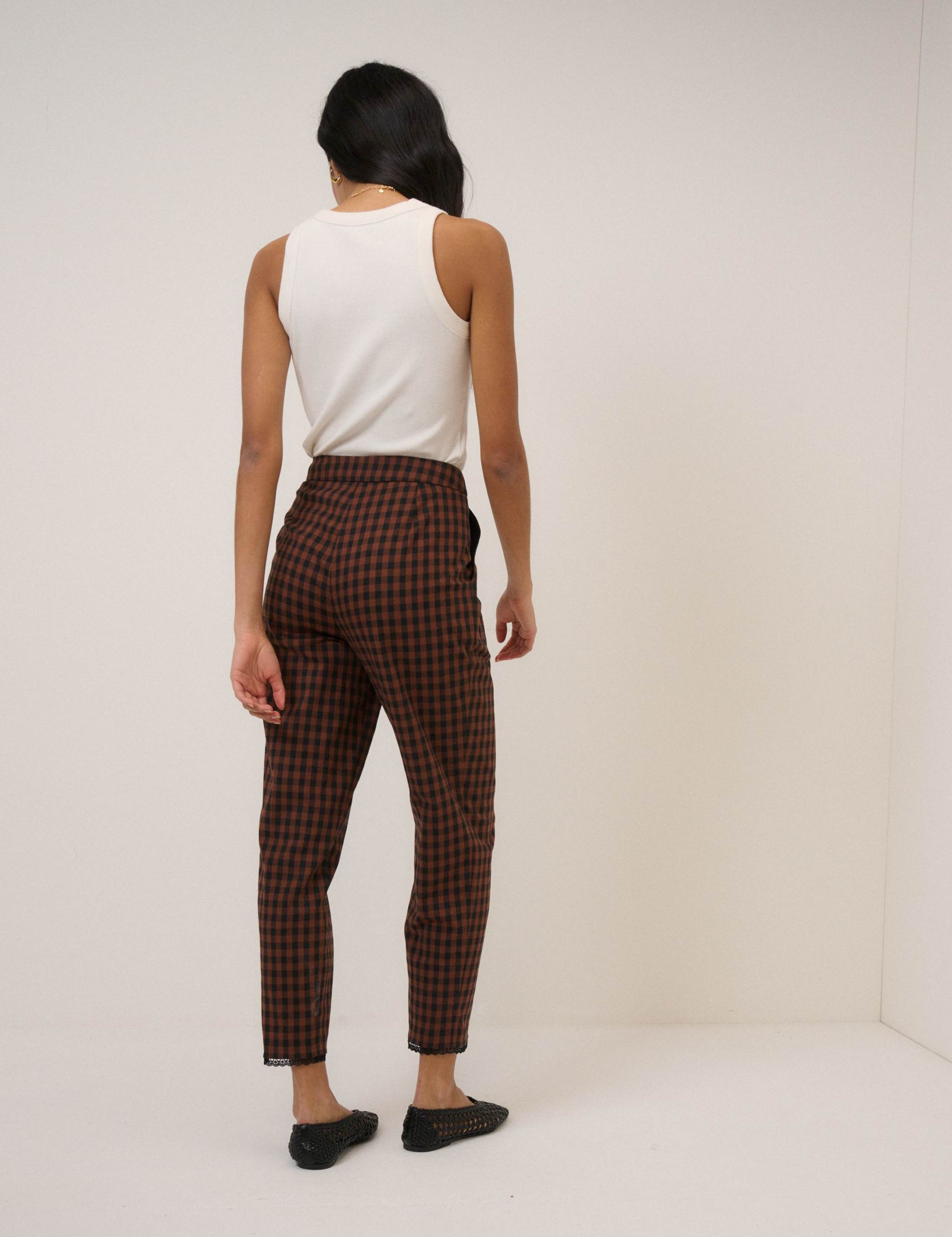 Cotton Rich Gingham Tapered Cropped Trousers 4 of 6