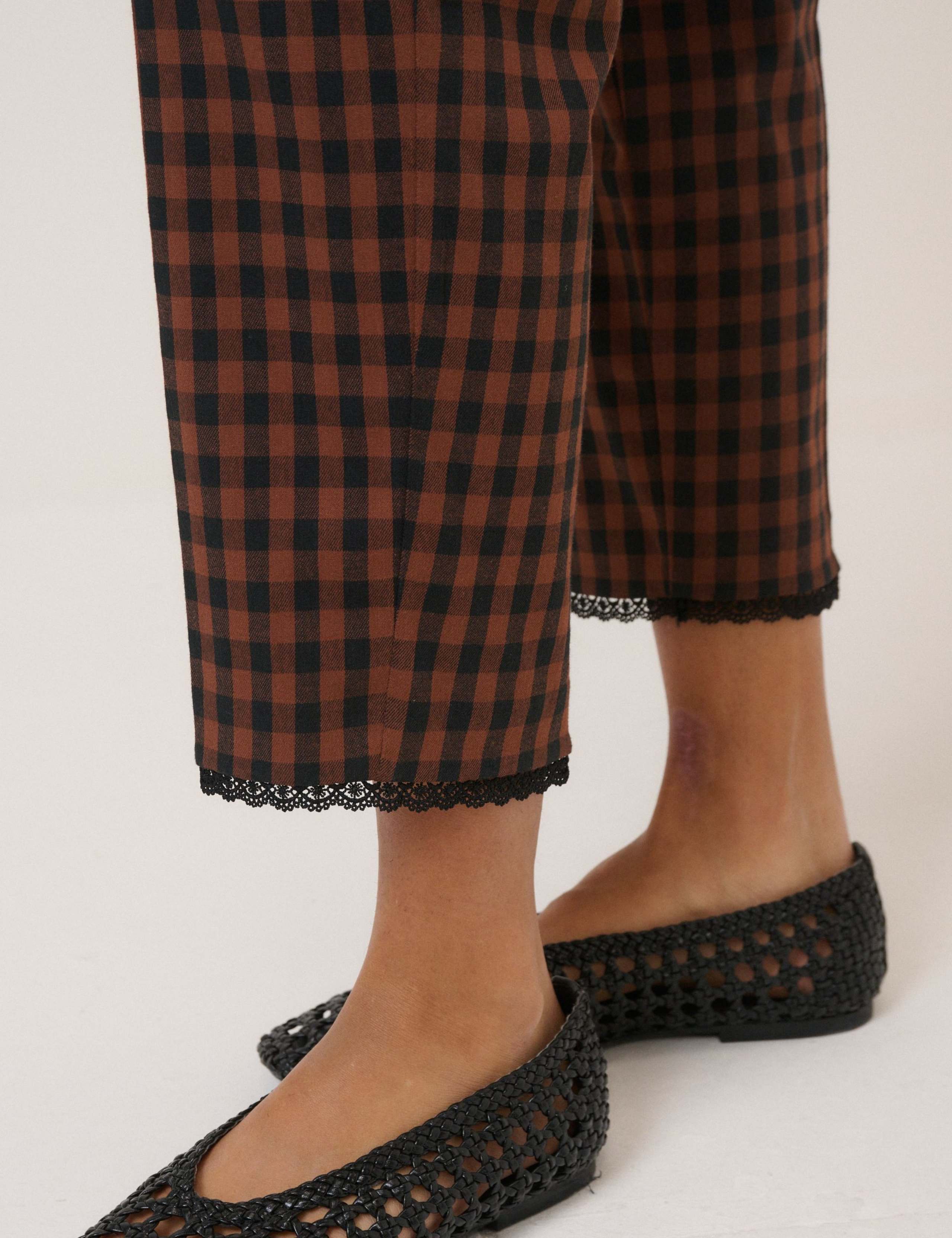 Cotton Rich Gingham Tapered Cropped Trousers 6 of 6
