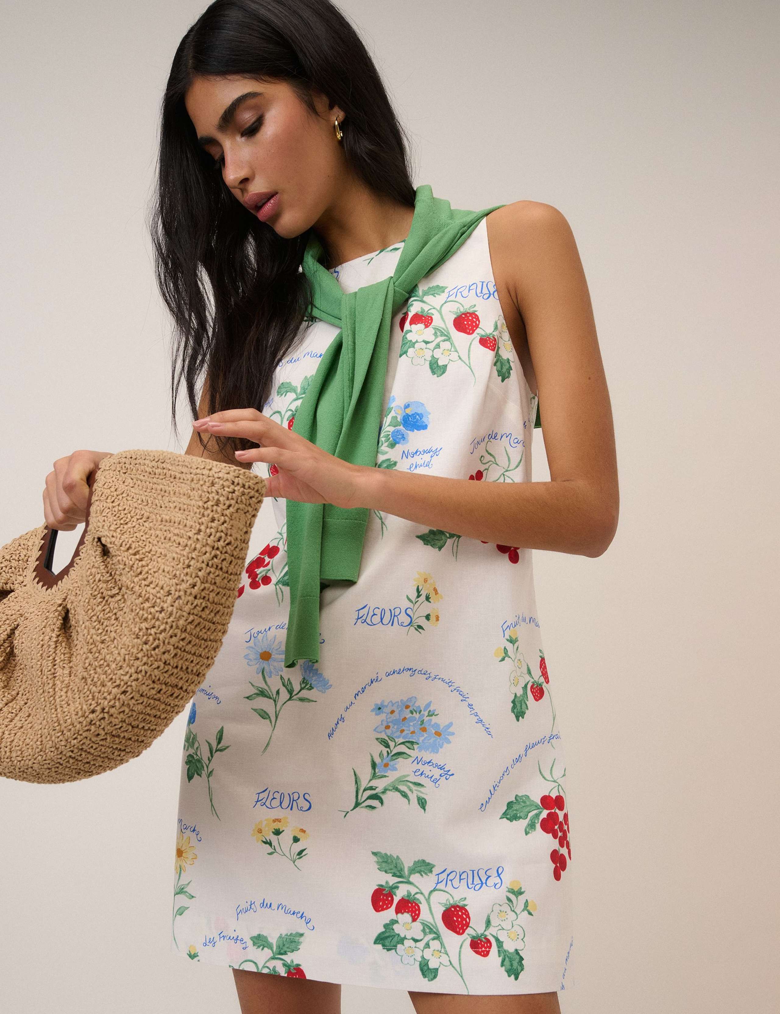 Cotton Rich Printed Crew Neck Mini Shift Dress 6 of 6