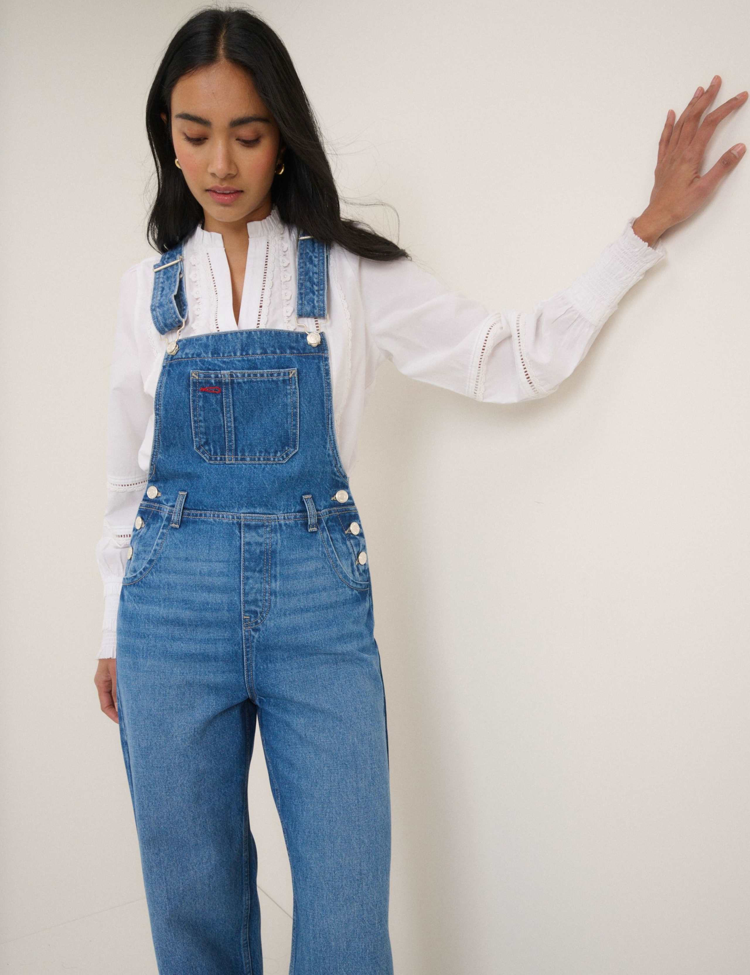 Pure Cotton Denim Sleeveless Dungarees 3 of 5