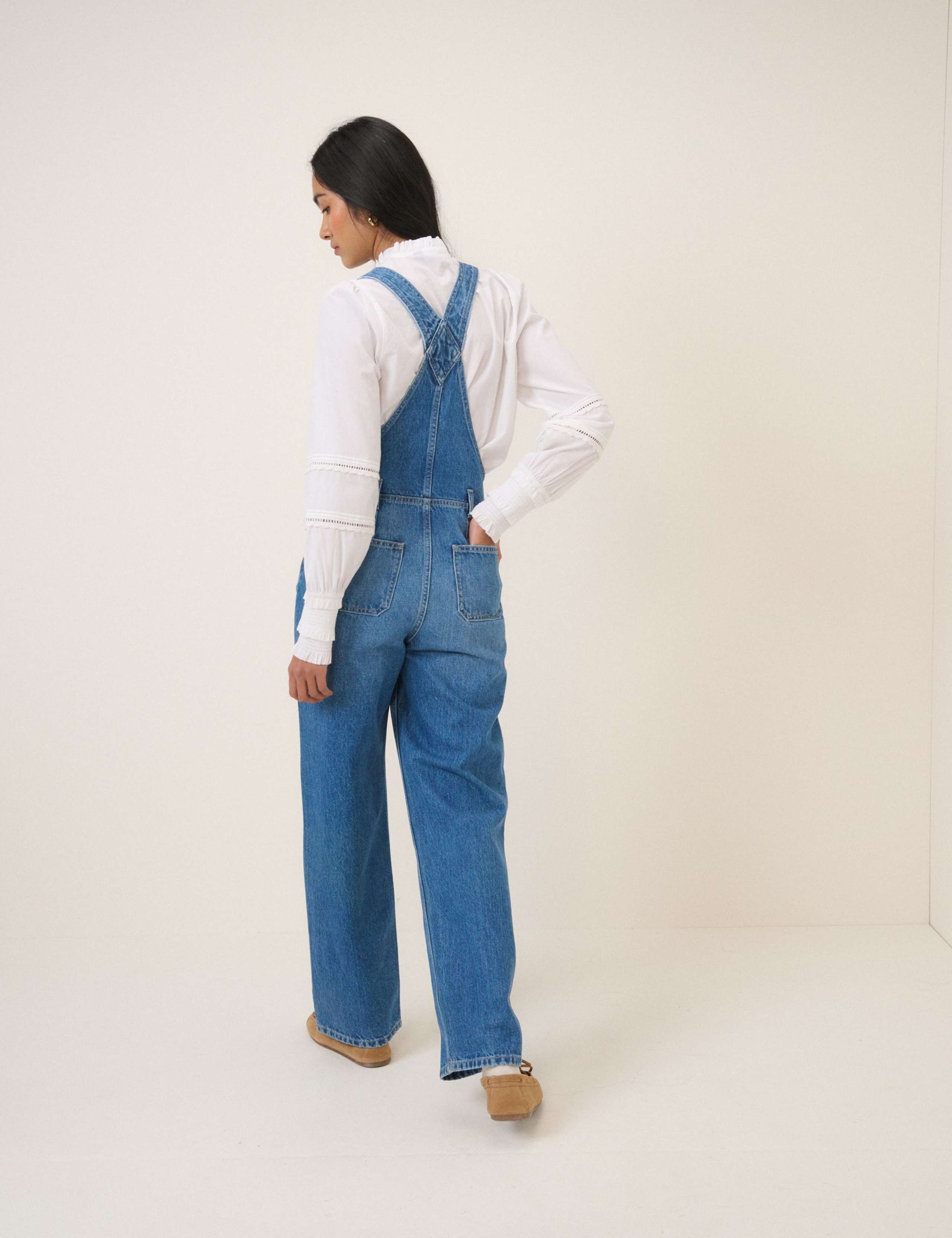 Pure Cotton Denim Sleeveless Dungarees 4 of 5