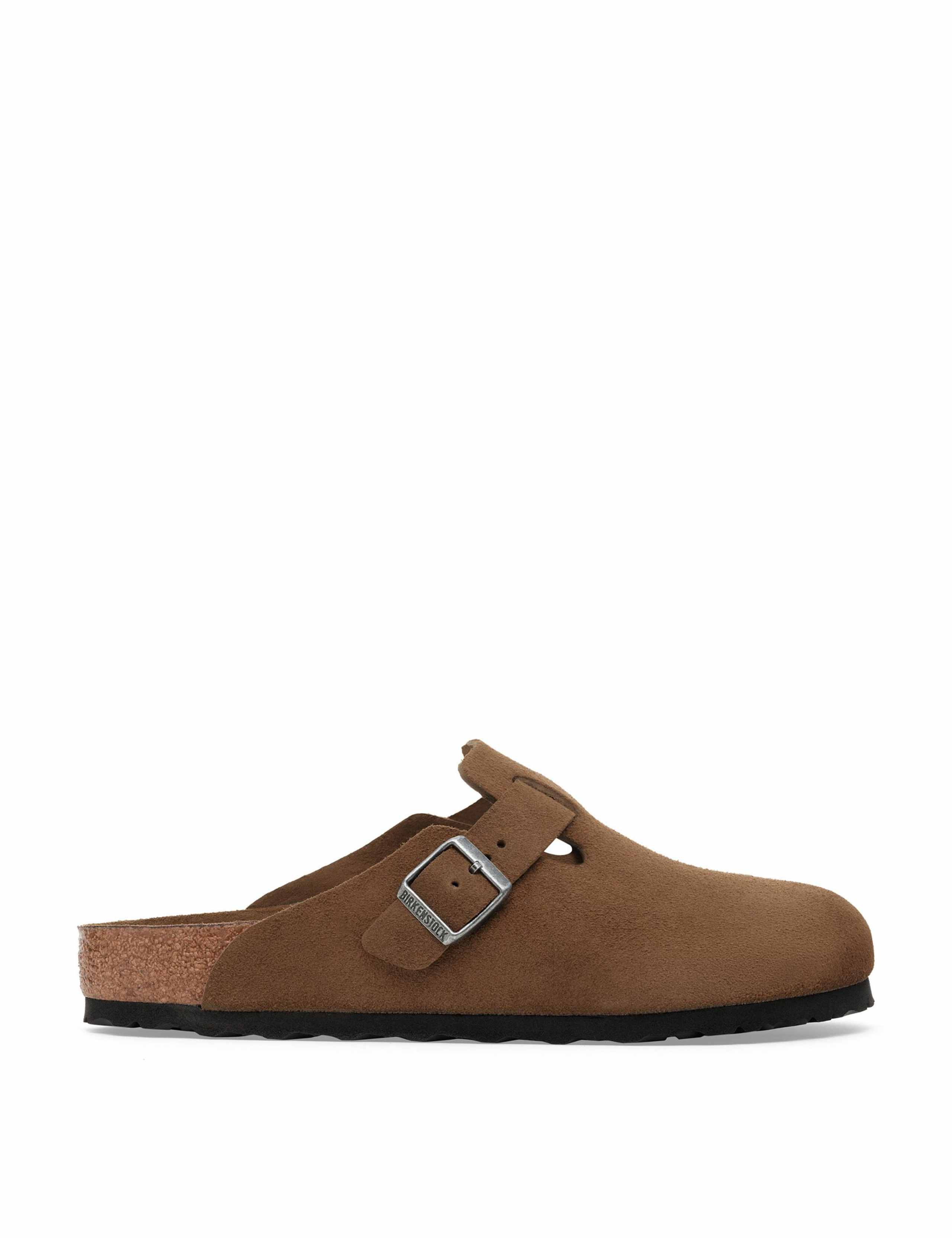 Boston Suede Buckle Footbed Clog Mules 1 of 3