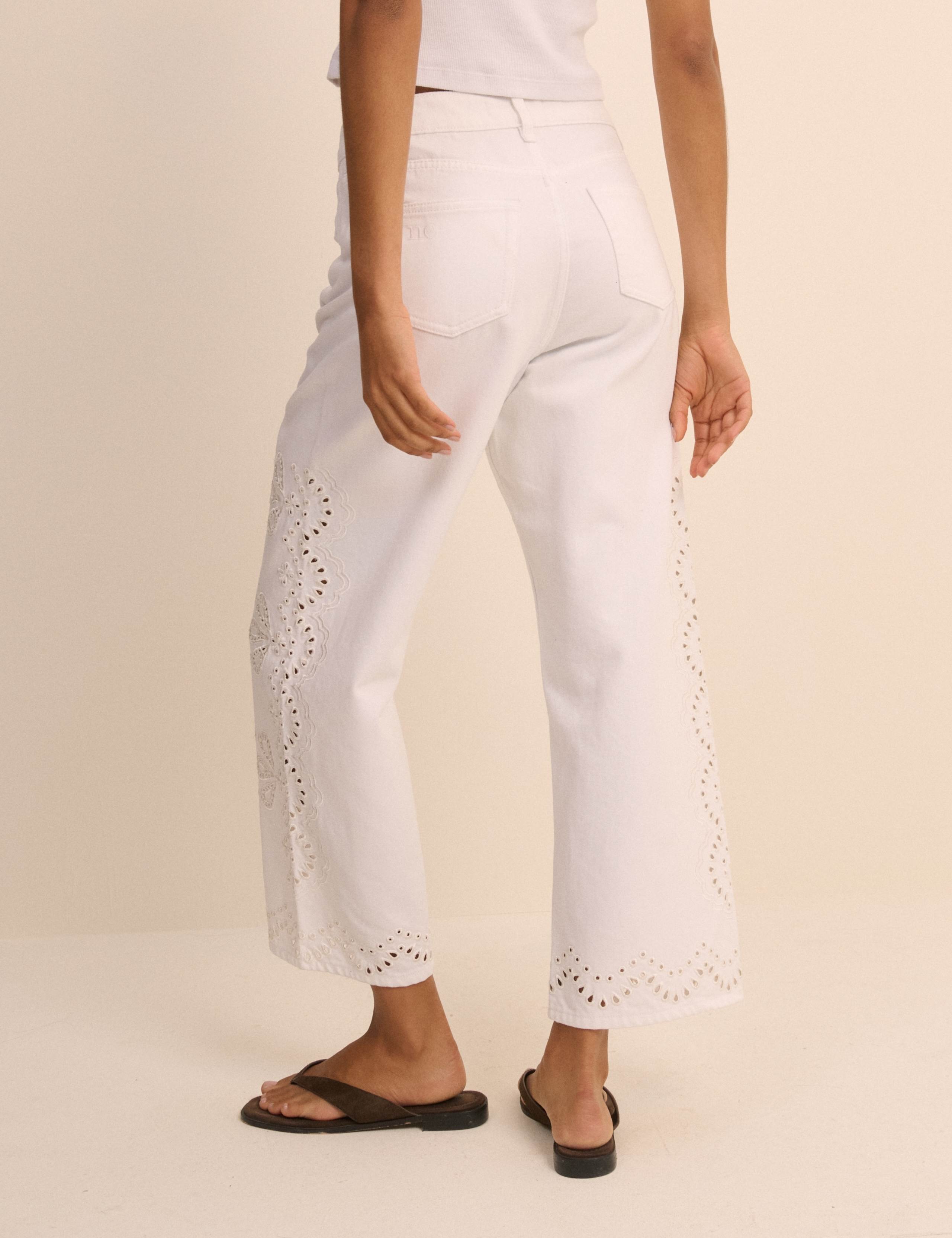 Boyfriend Mid Rise Embroidered Jeans 2 of 5