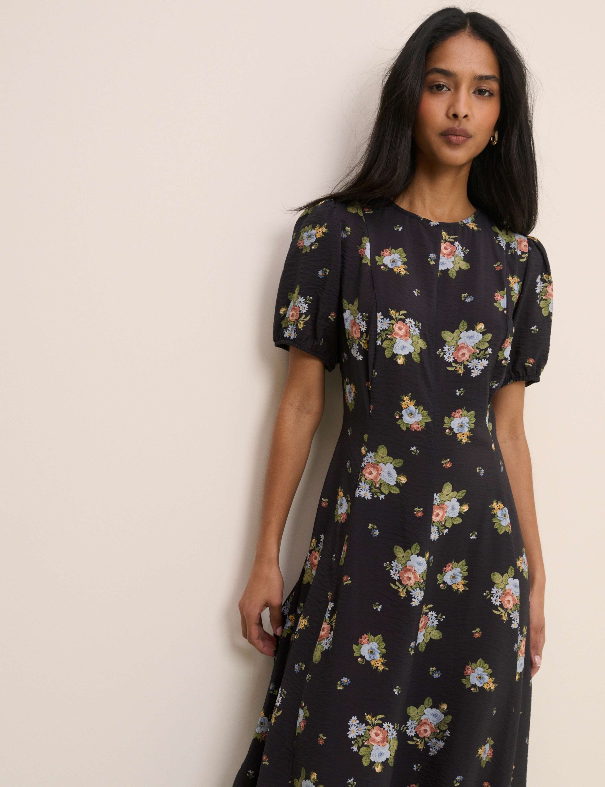 Lyocell Rich Floral Midi Tea Dress 2 of 5