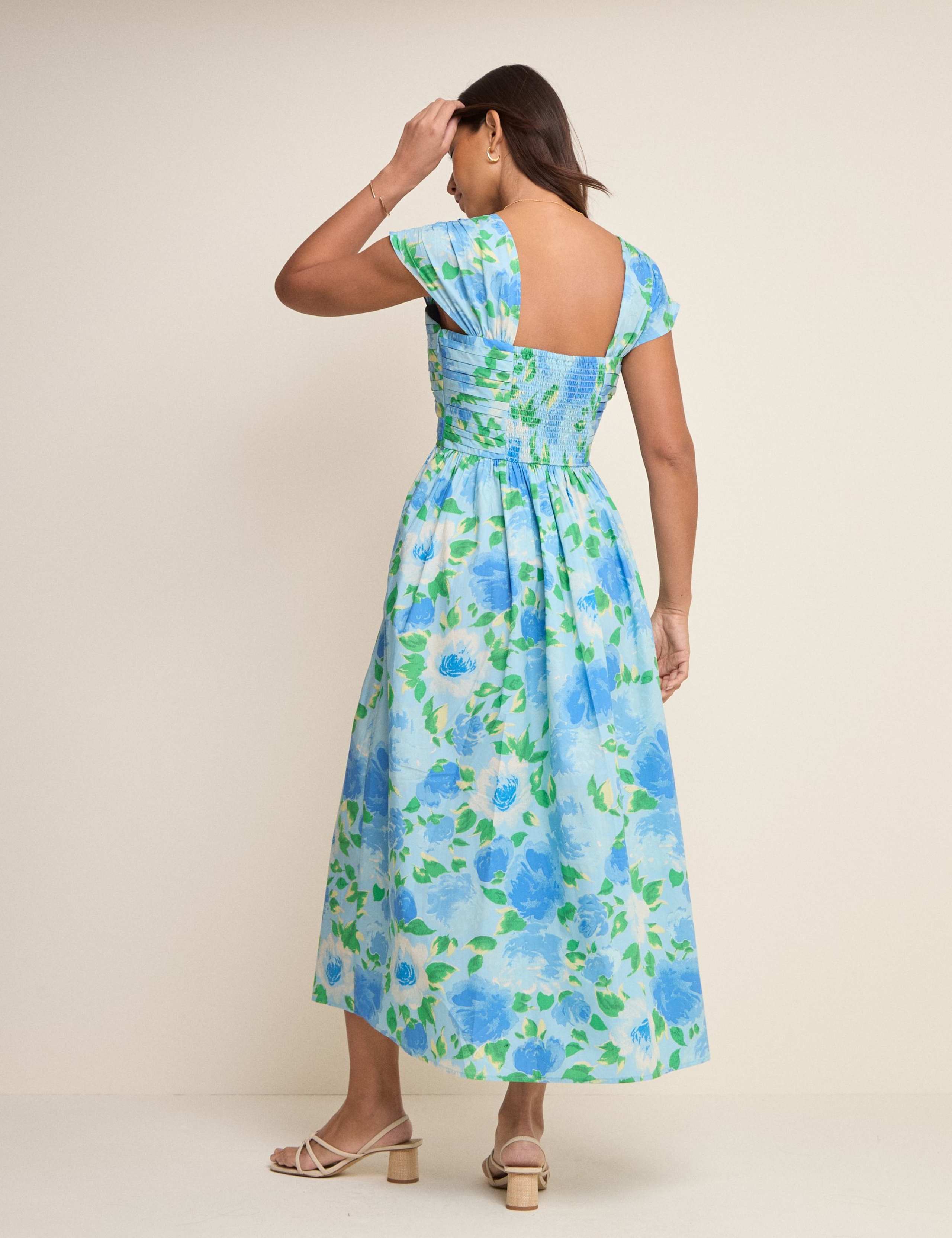 Pure Cotton Floral Square Neck Midaxi Dress 4 of 5