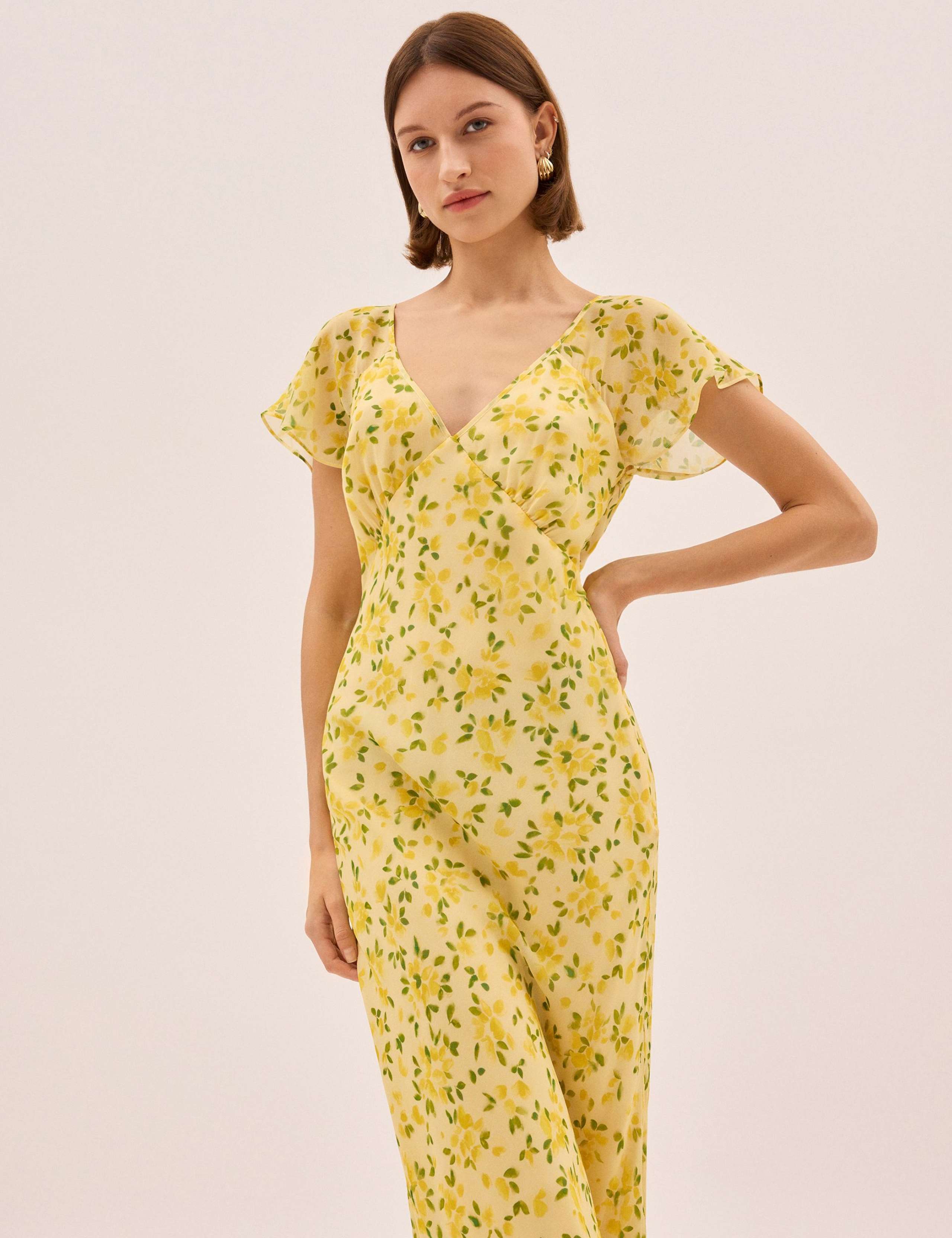 Floral V-Neck Midi Tea Dress 4 of 7