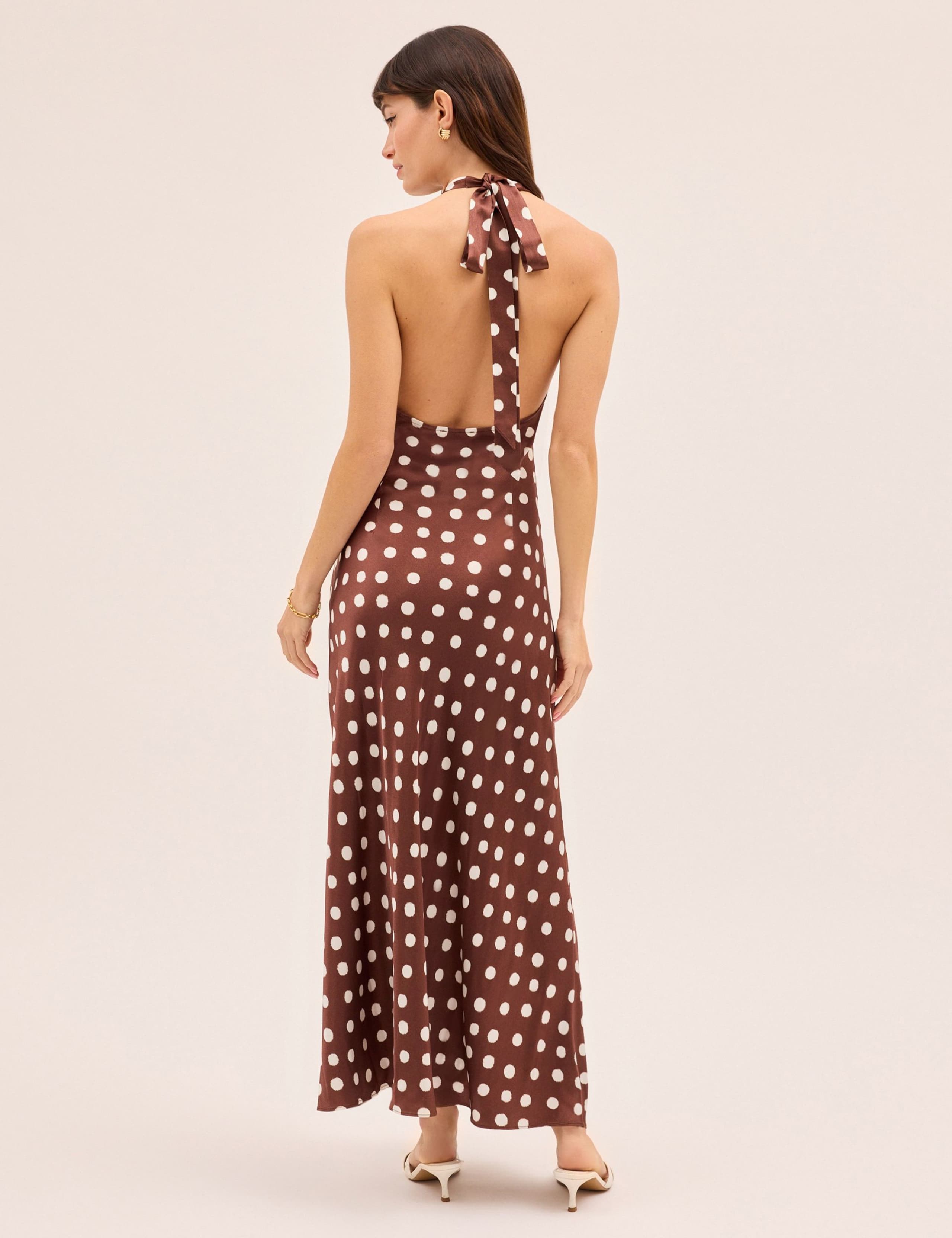 Polka Dot Halter Neck Maxi Slip Dress 7 of 7