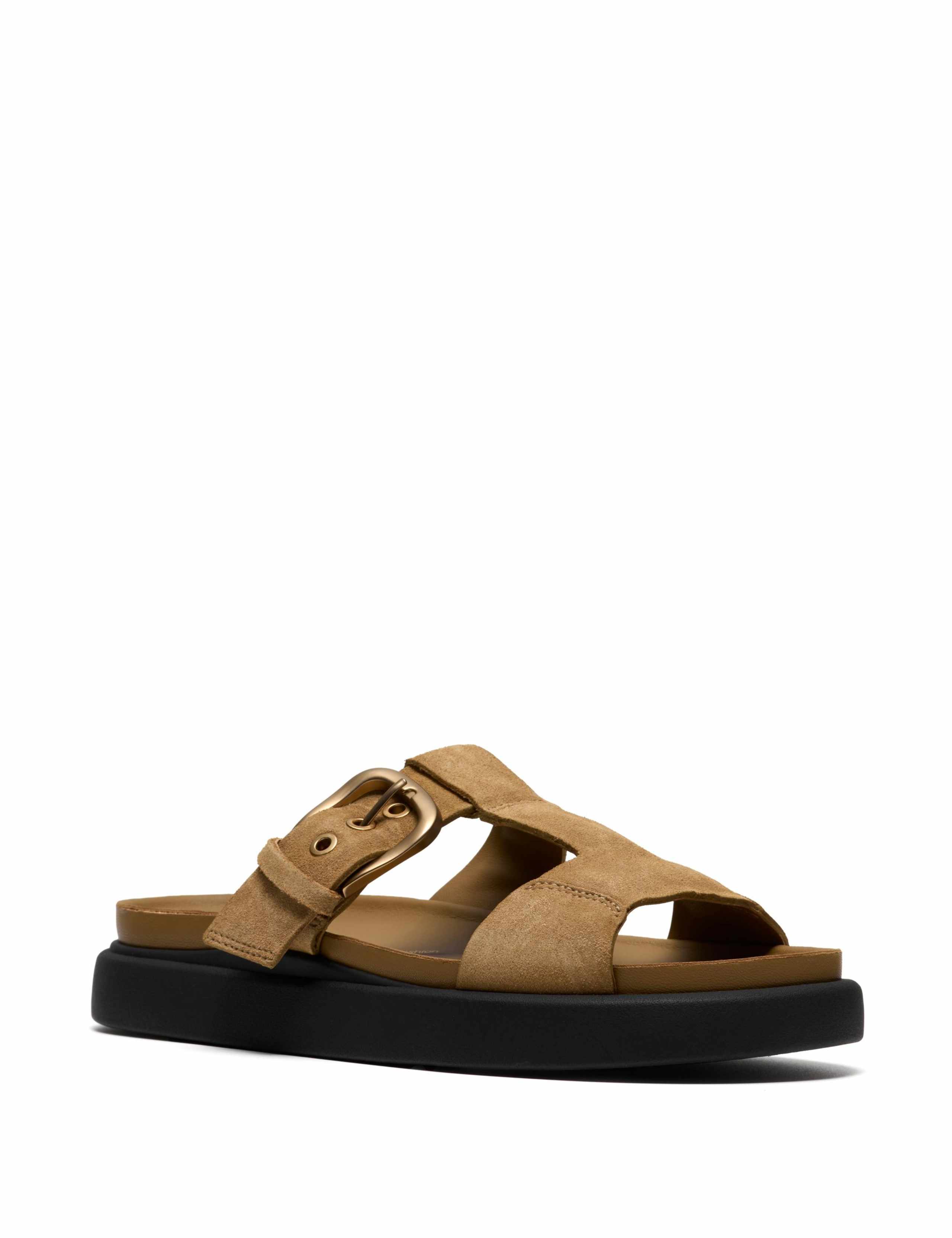 Suede Buckle Flatform Footbed Sandals 2 of 6