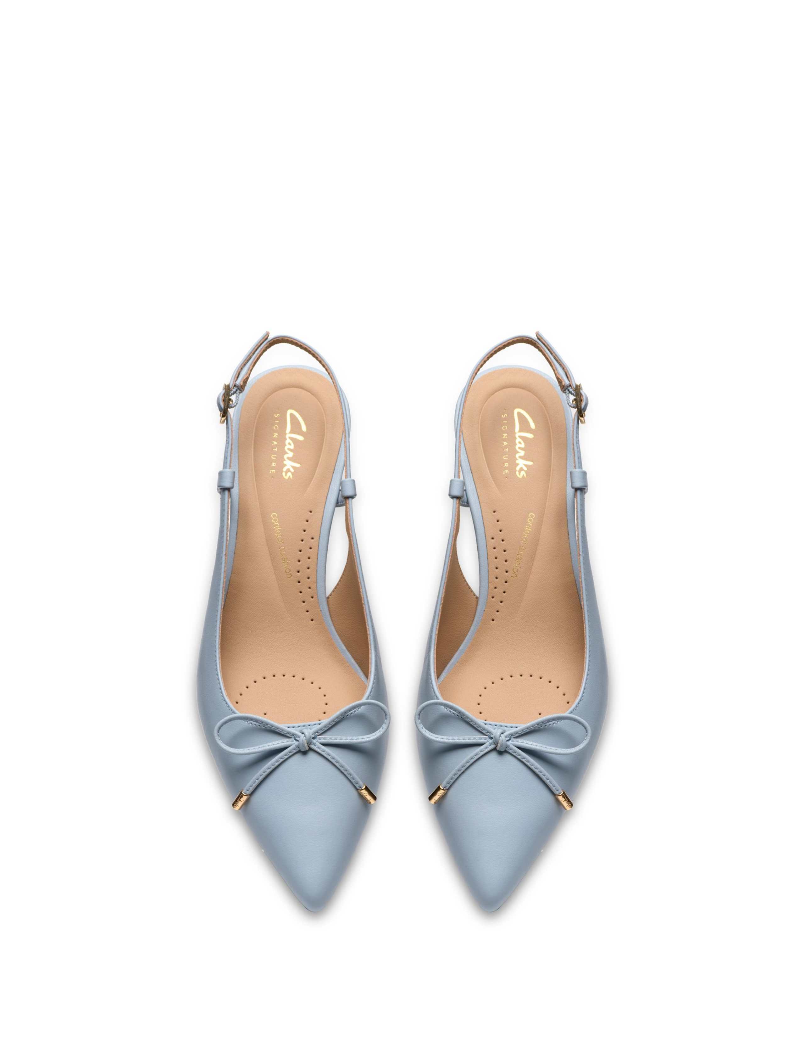 Leather Bow Kitten Heel Slingback Shoes 3 of 6