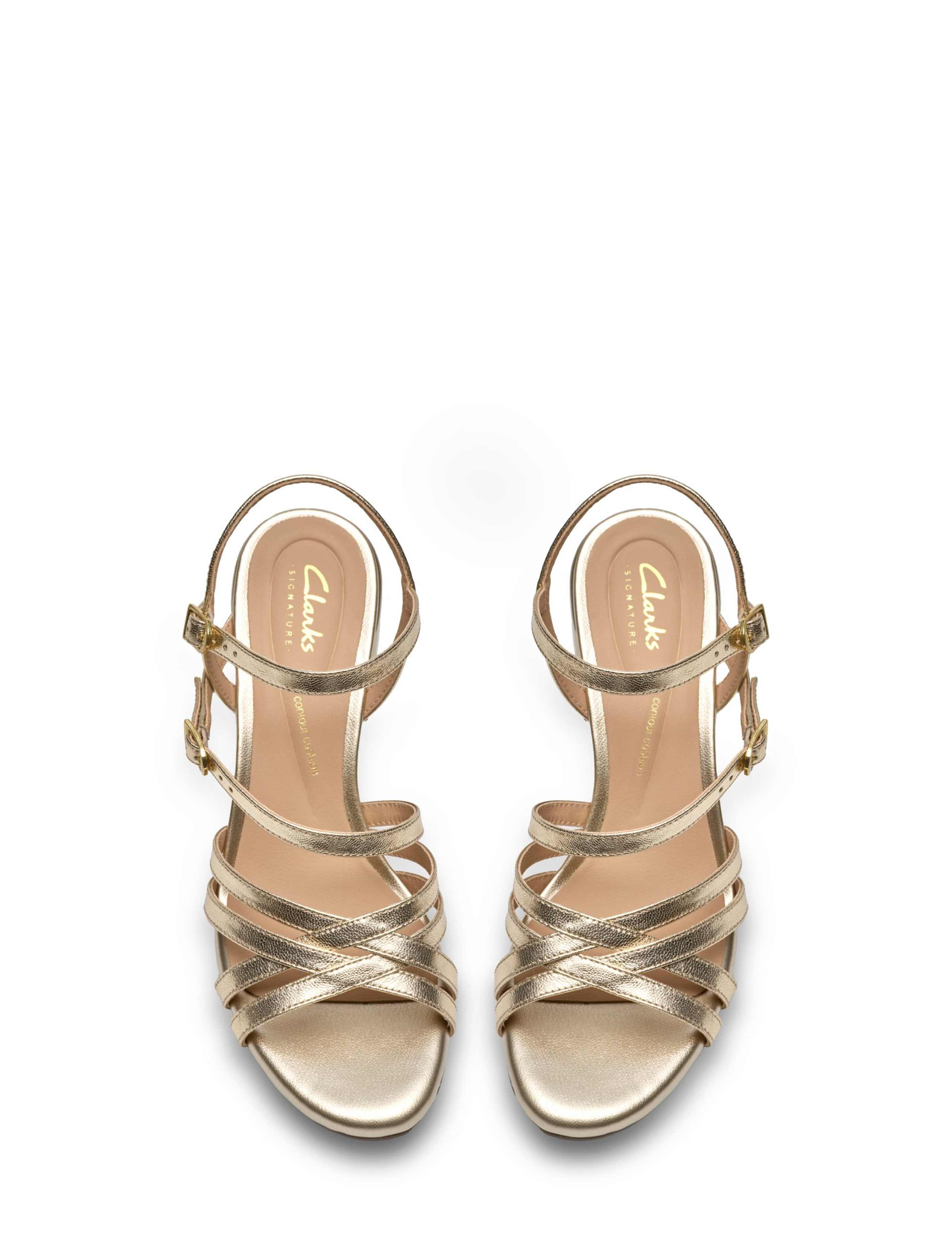 Leather Metallic Block Heel Sandals 3 of 6