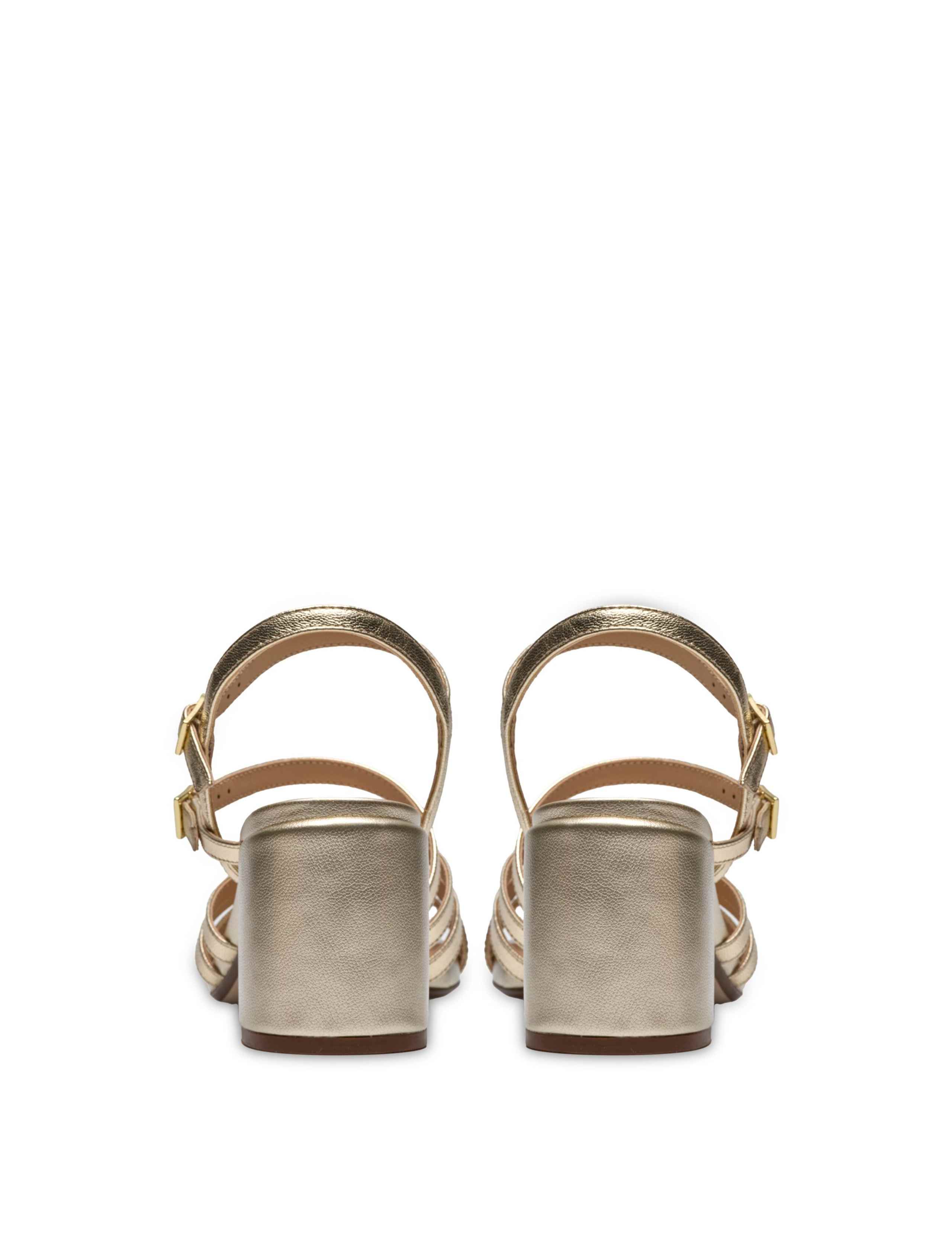 Leather Metallic Block Heel Sandals 5 of 6