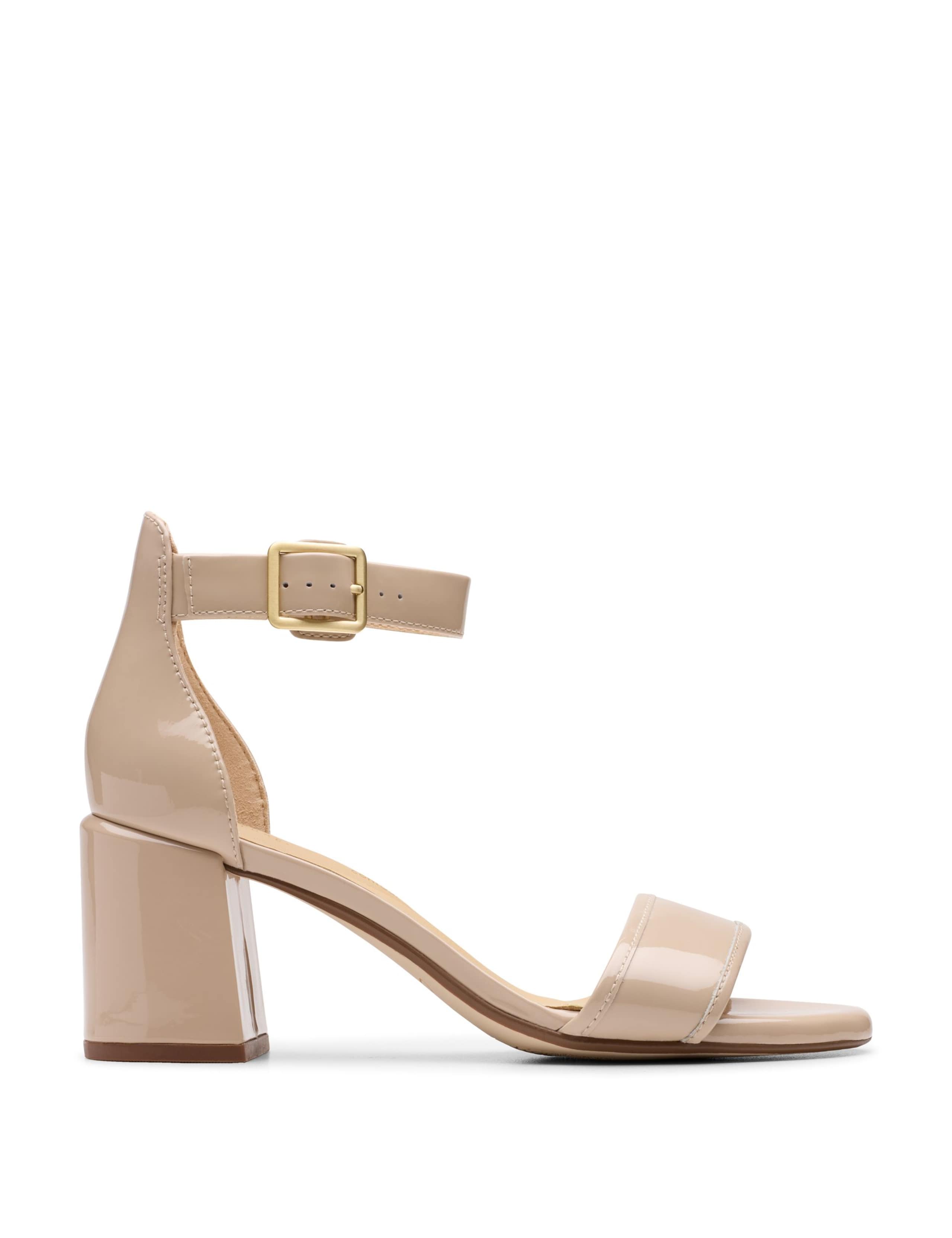 Leather Ankle Strap Block Heel Sandals 1 of 7