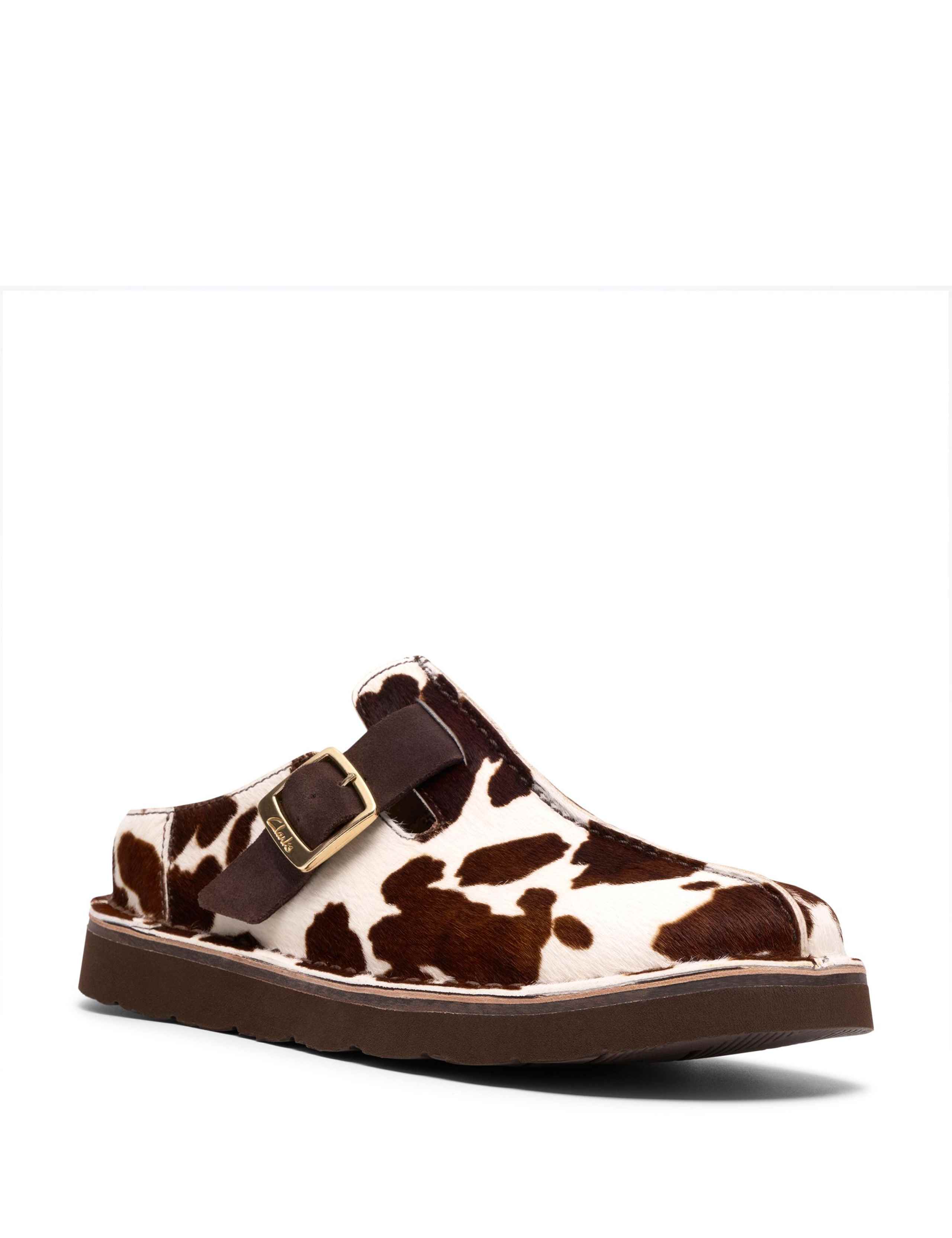 Leather Cow Print Buckle Mules 2 of 6