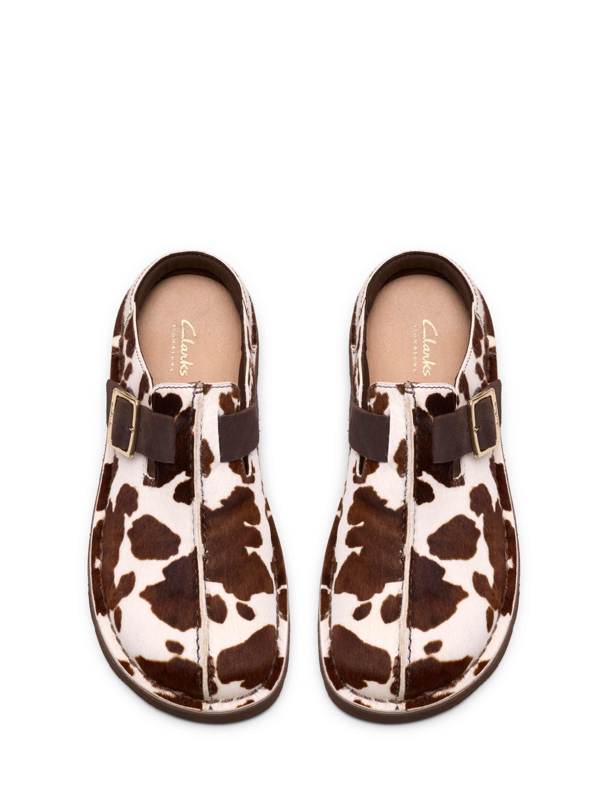 Leather Cow Print Buckle Mules 3 of 6
