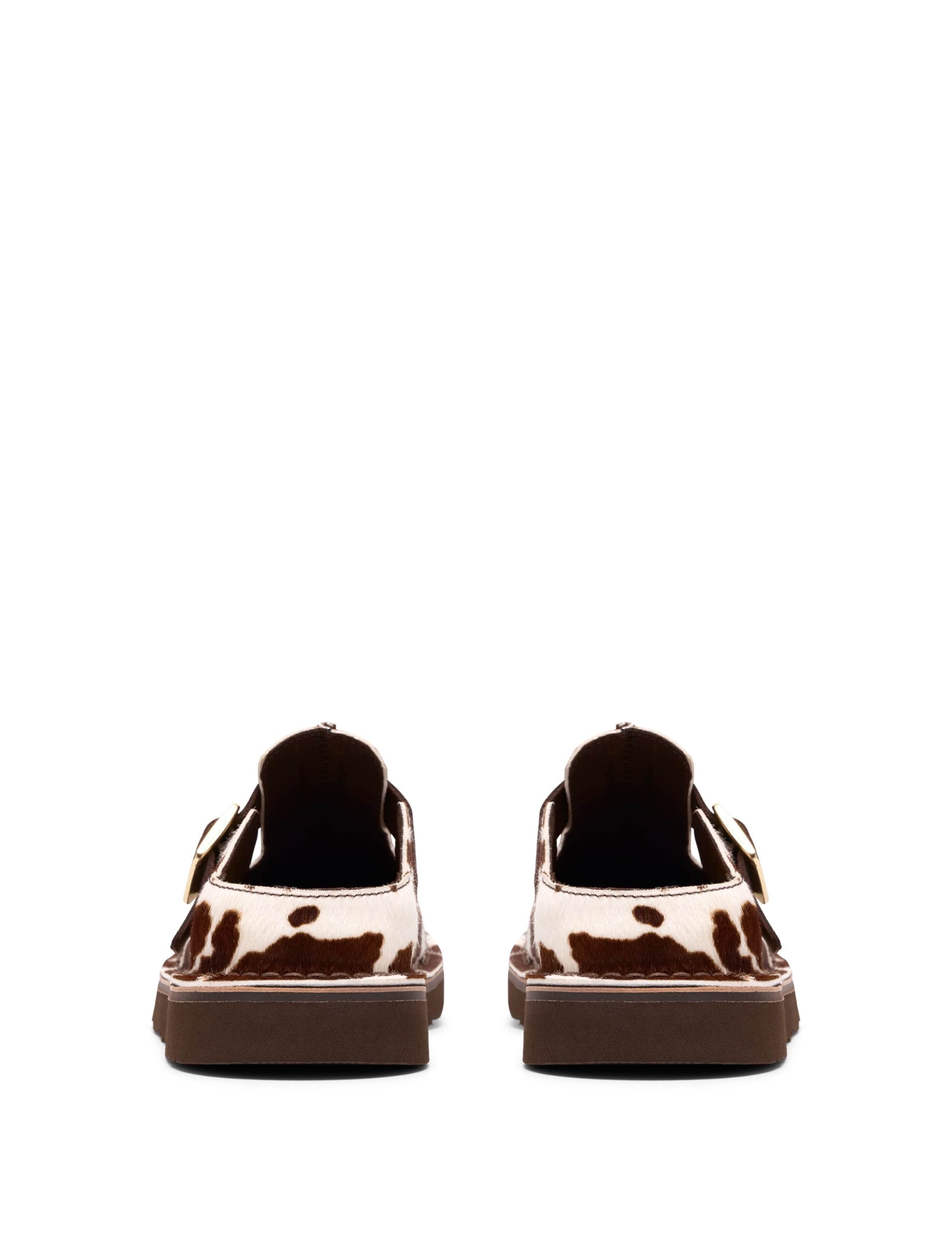 Leather Cow Print Buckle Mules 5 of 6