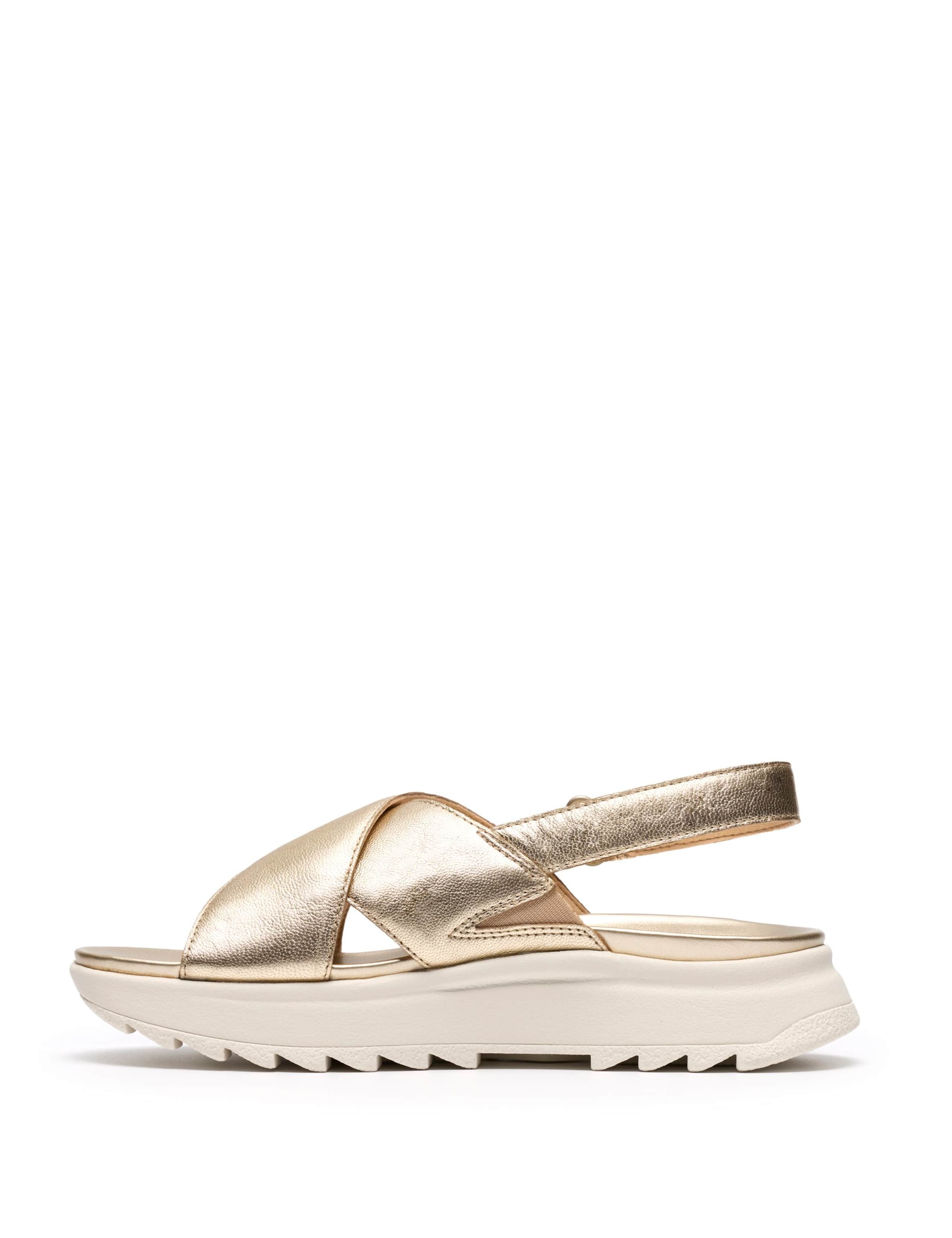 Leather Metallic Platform Slingback Sandals 4 of 6