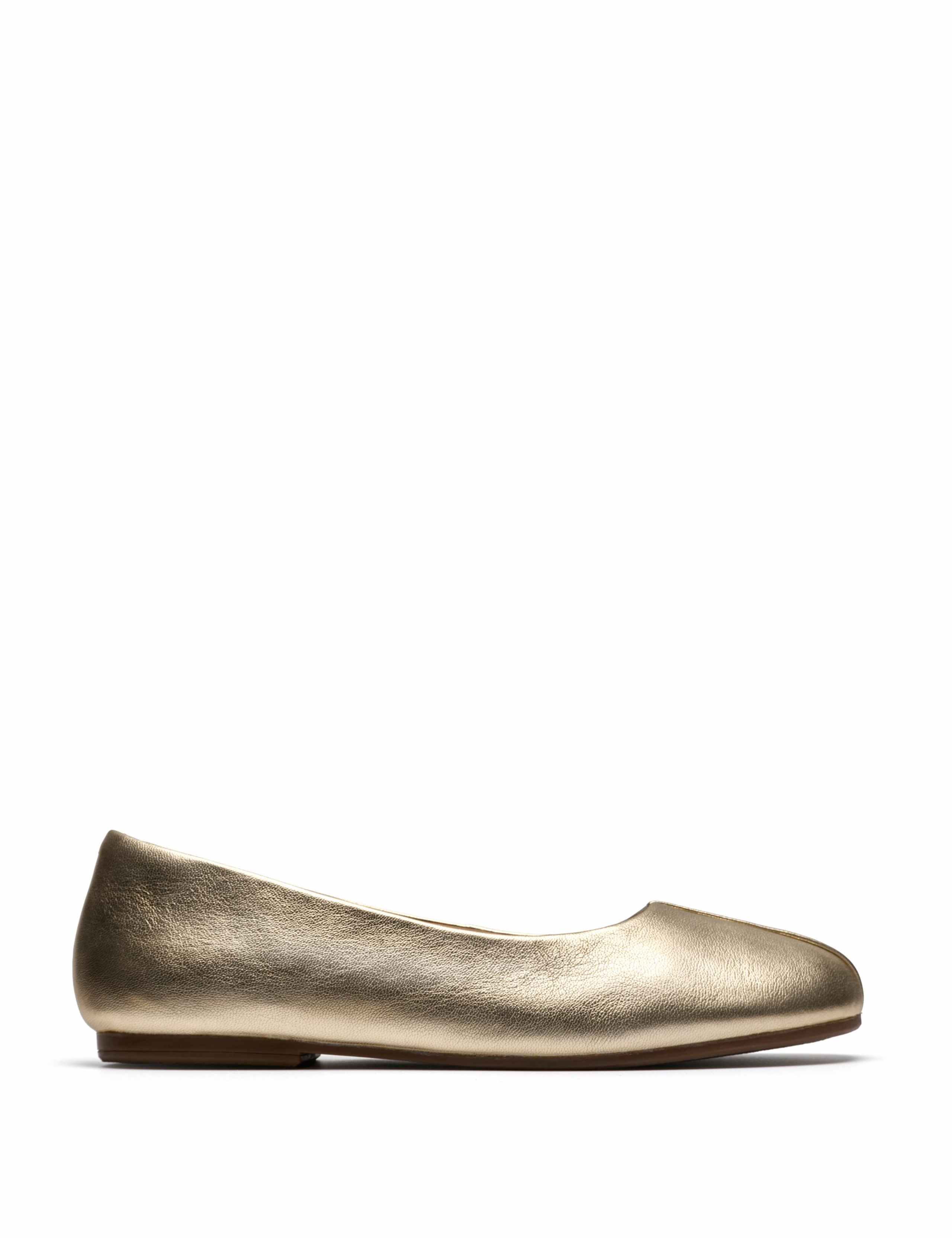 Leather Metallic Slip On Ballet Pumps 1 of 6