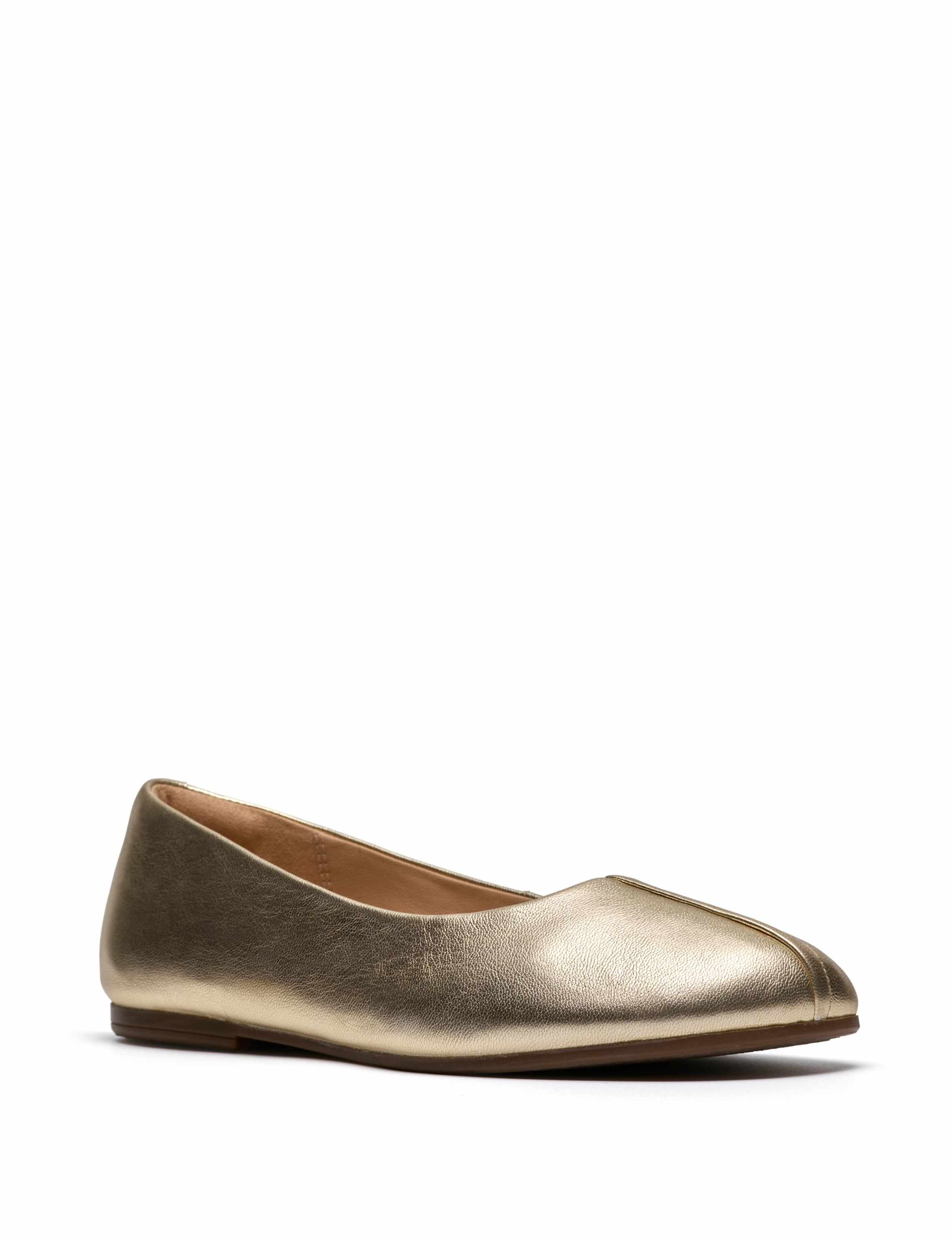 Leather Metallic Slip On Ballet Pumps 2 of 6