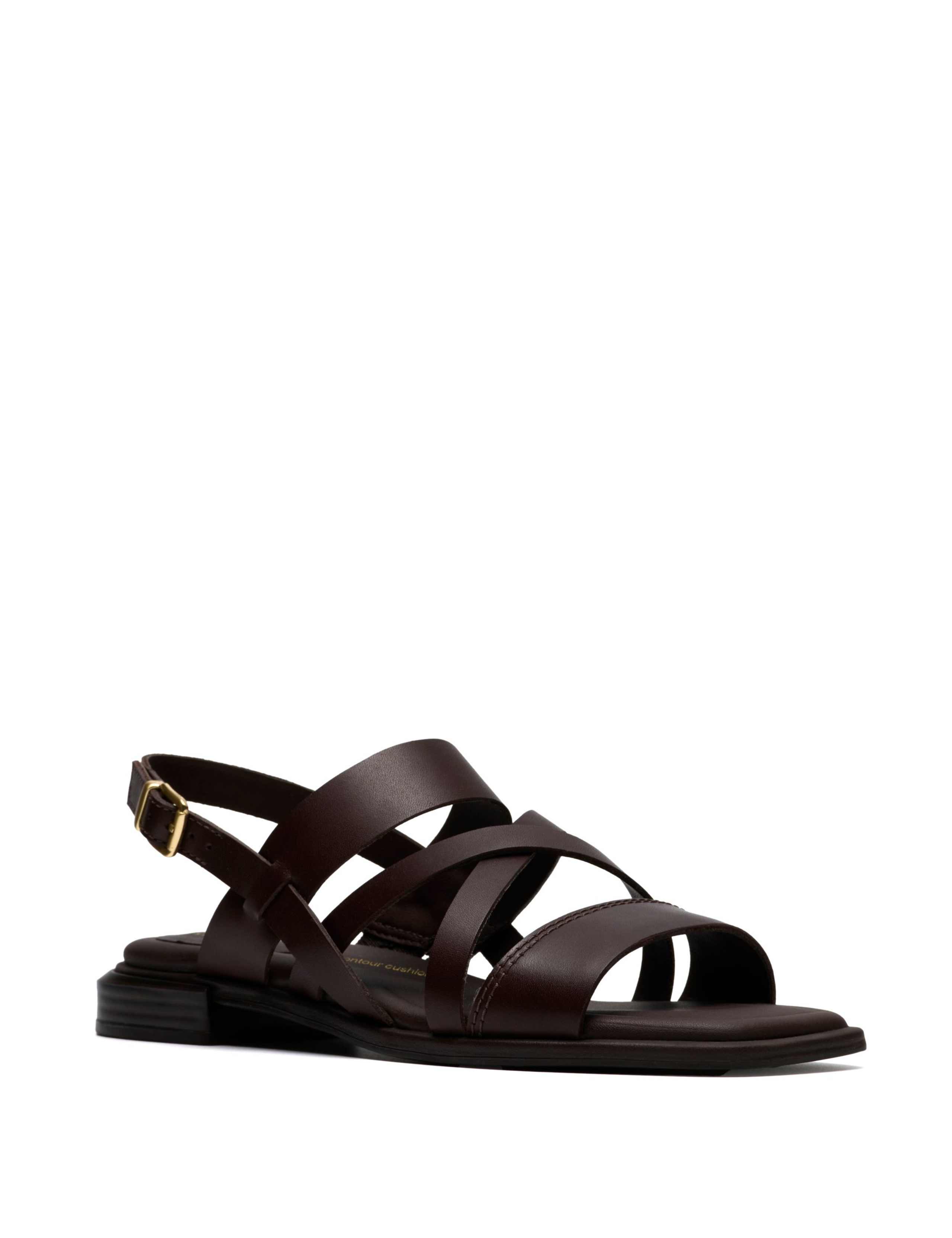Leather Block Heel Square Toe Sandals 2 of 6