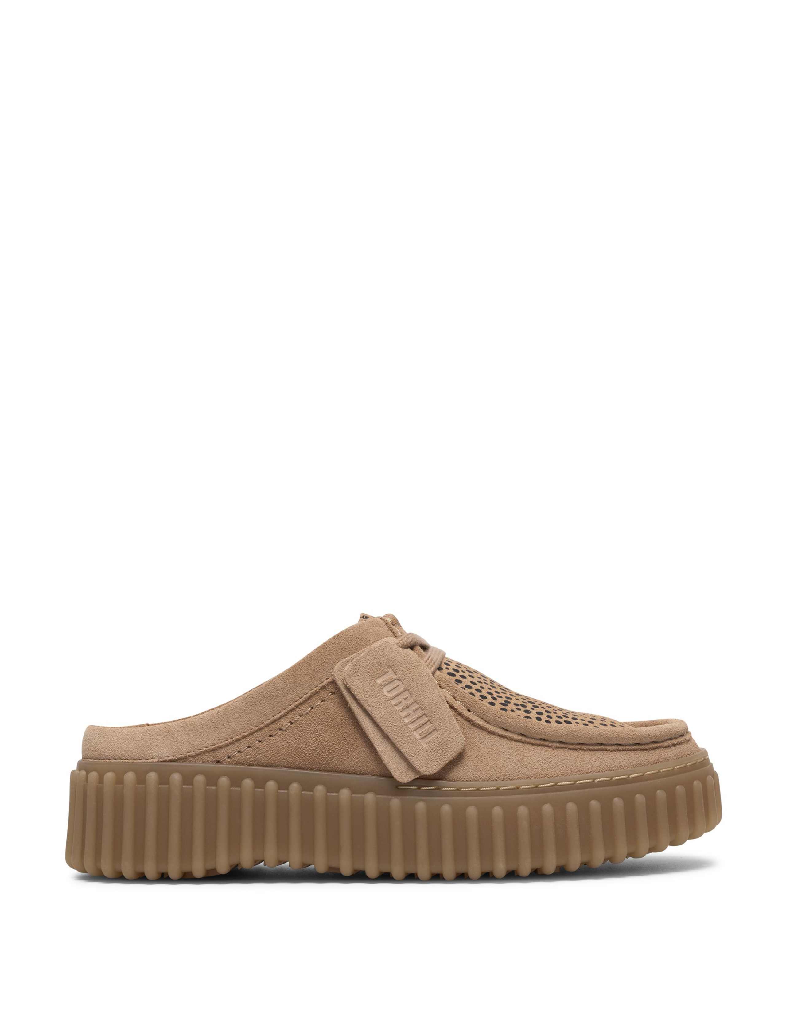 Suede Animal Print Lace Up Flatform Mules 1 of 7