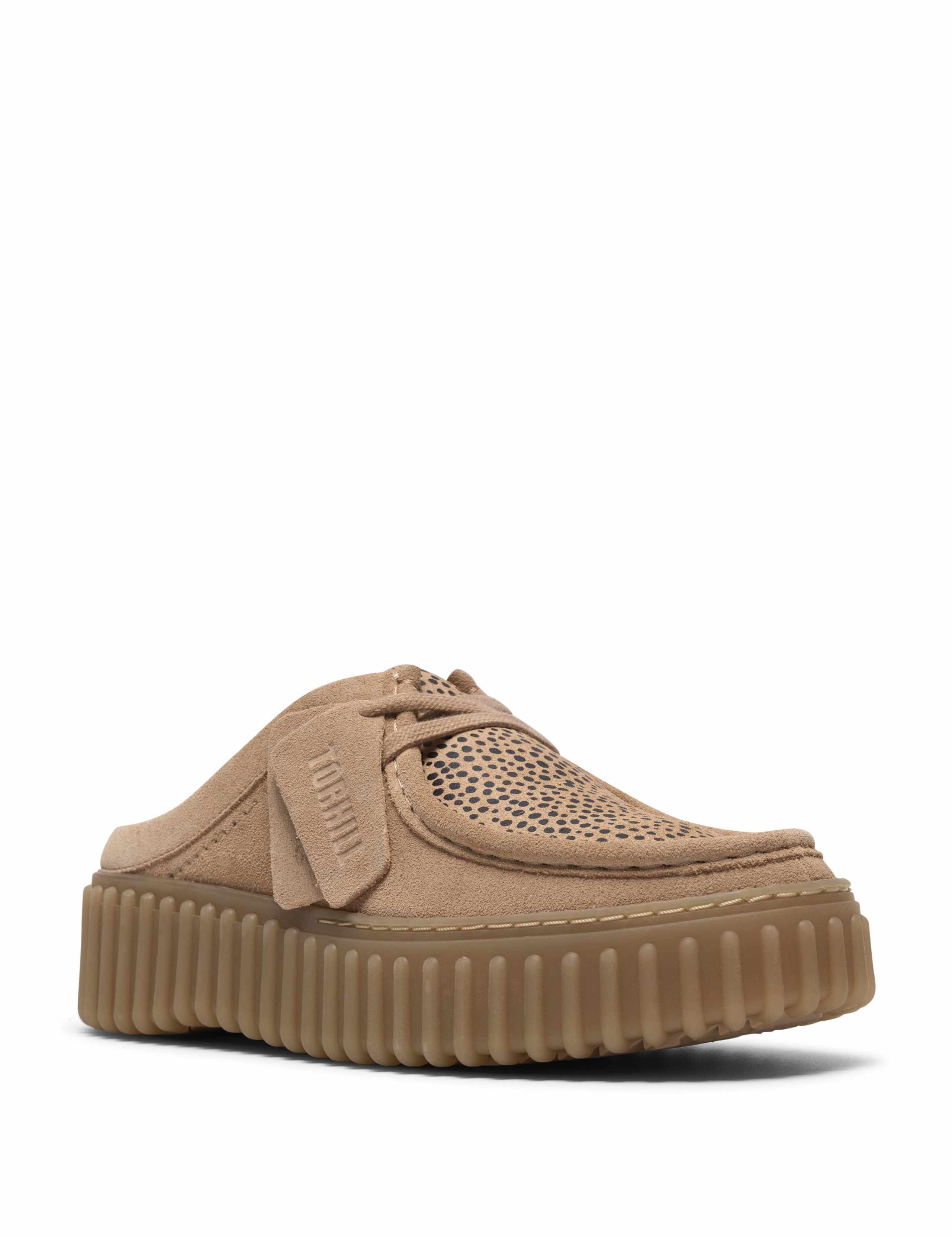 Suede Animal Print Lace Up Flatform Mules 2 of 7