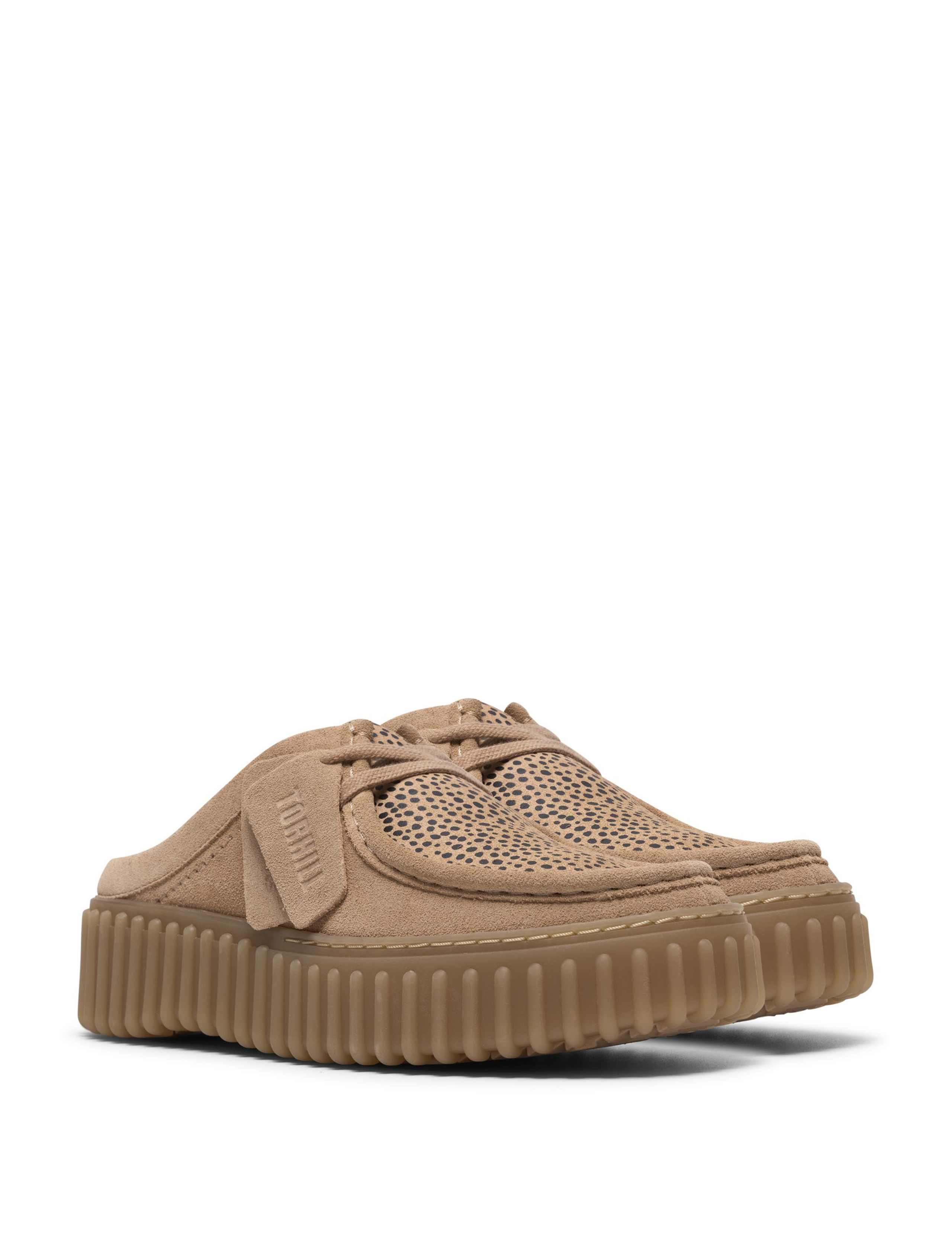 Suede Animal Print Lace Up Flatform Mules 3 of 7