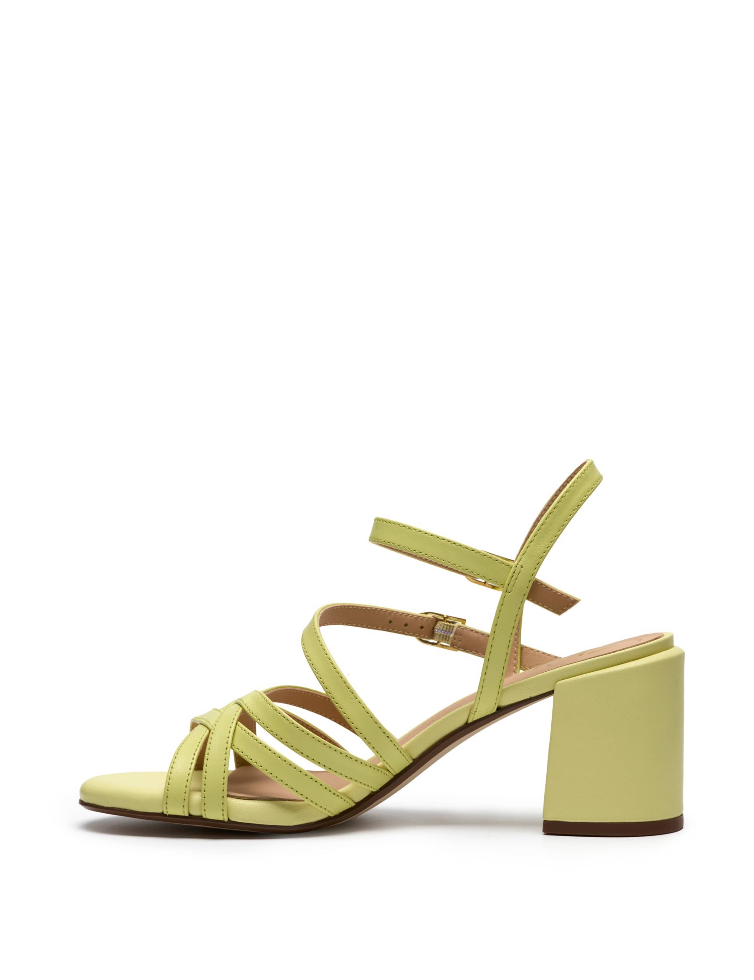 Leather Buckle Ankle Strap Block Heel Sandals 3 of 6