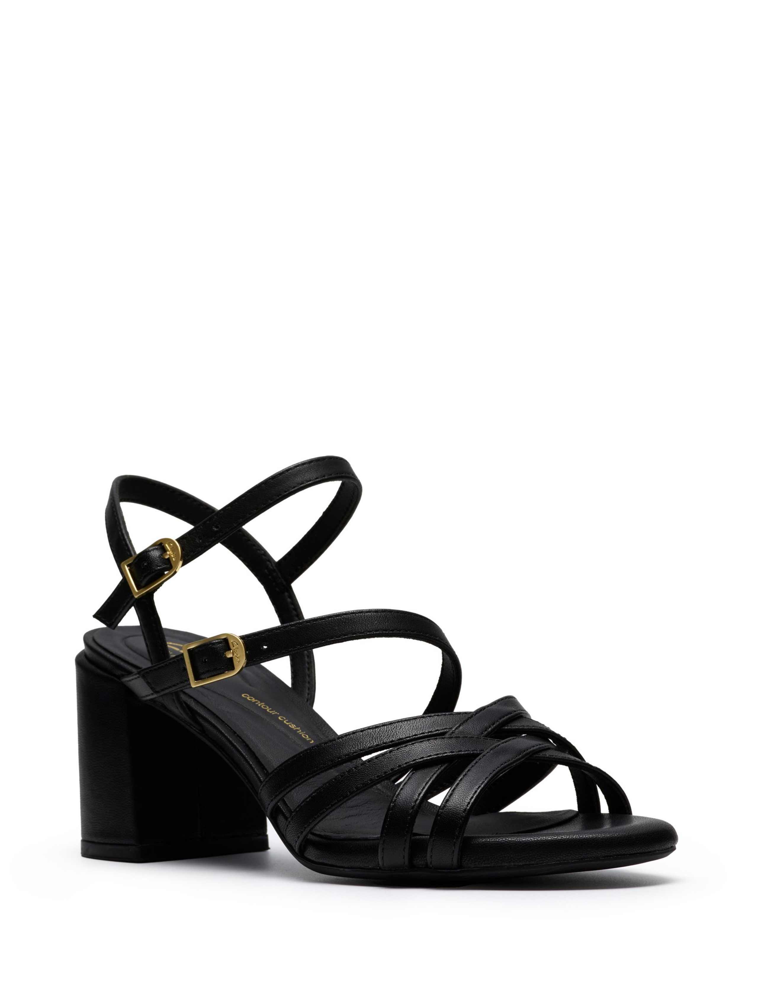 Leather Buckle Ankle Strap Block Heel Sandals 2 of 6