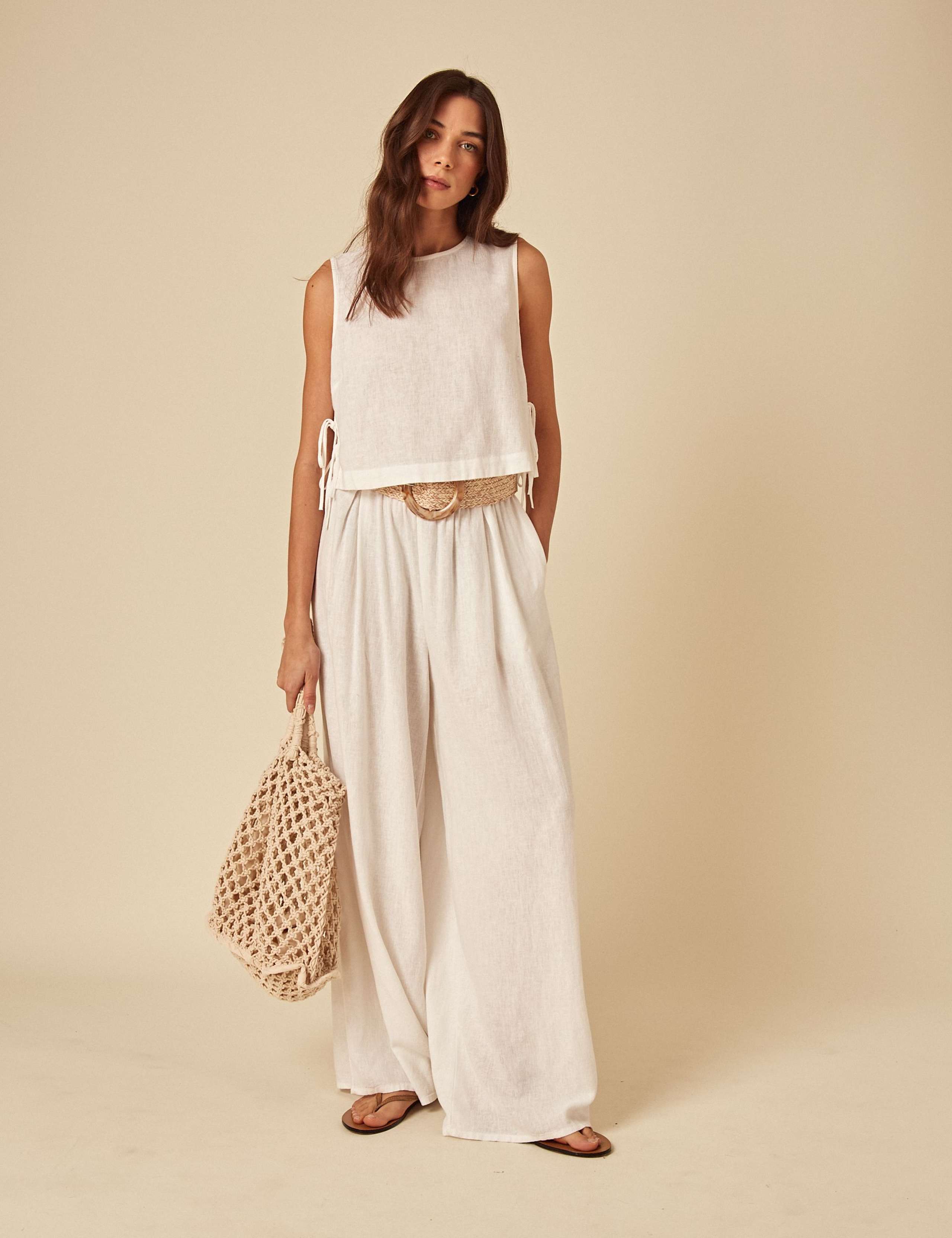 Linen Rich Keyhole Crop Boxy Top 2 of 5