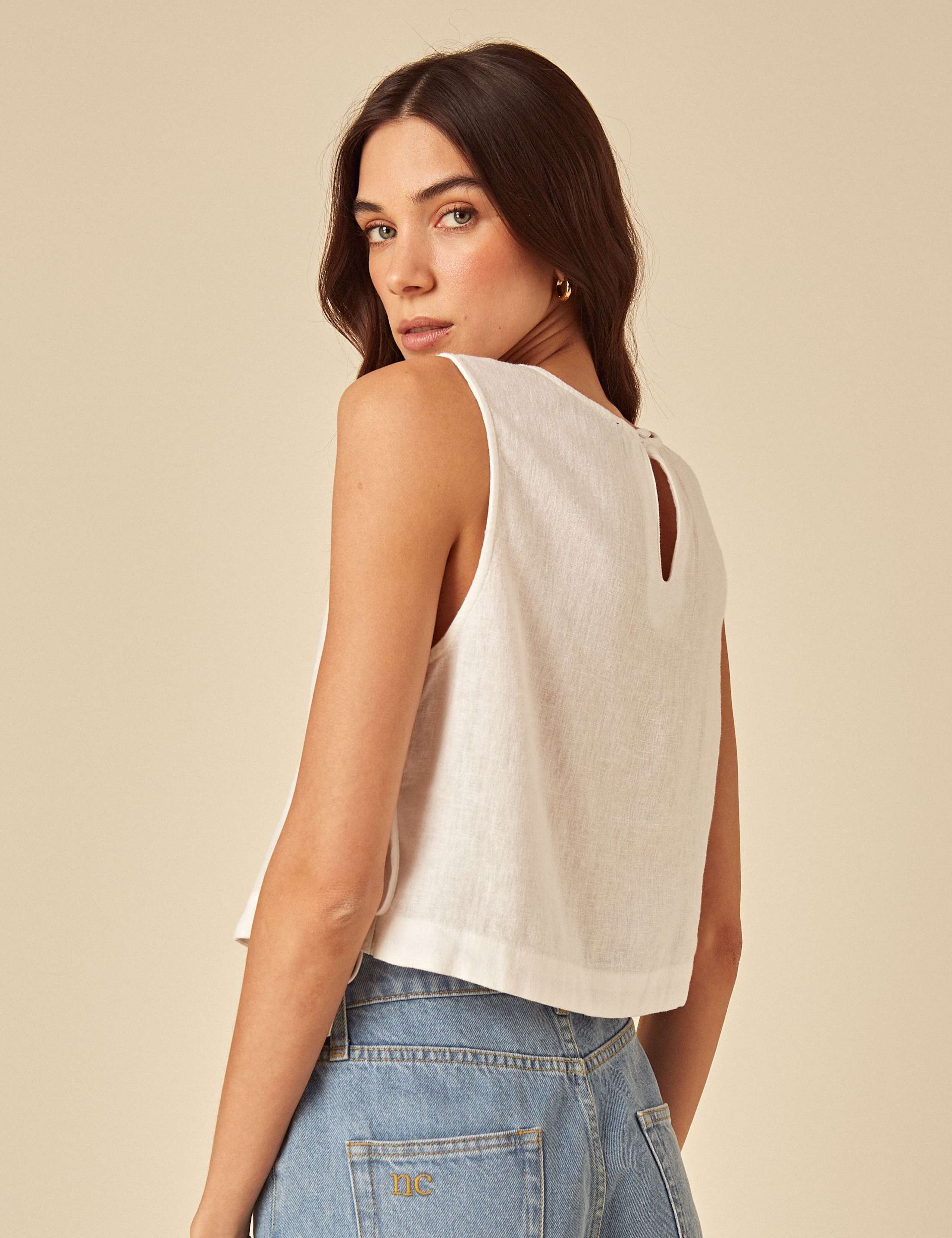 Linen Rich Keyhole Crop Boxy Top 5 of 5