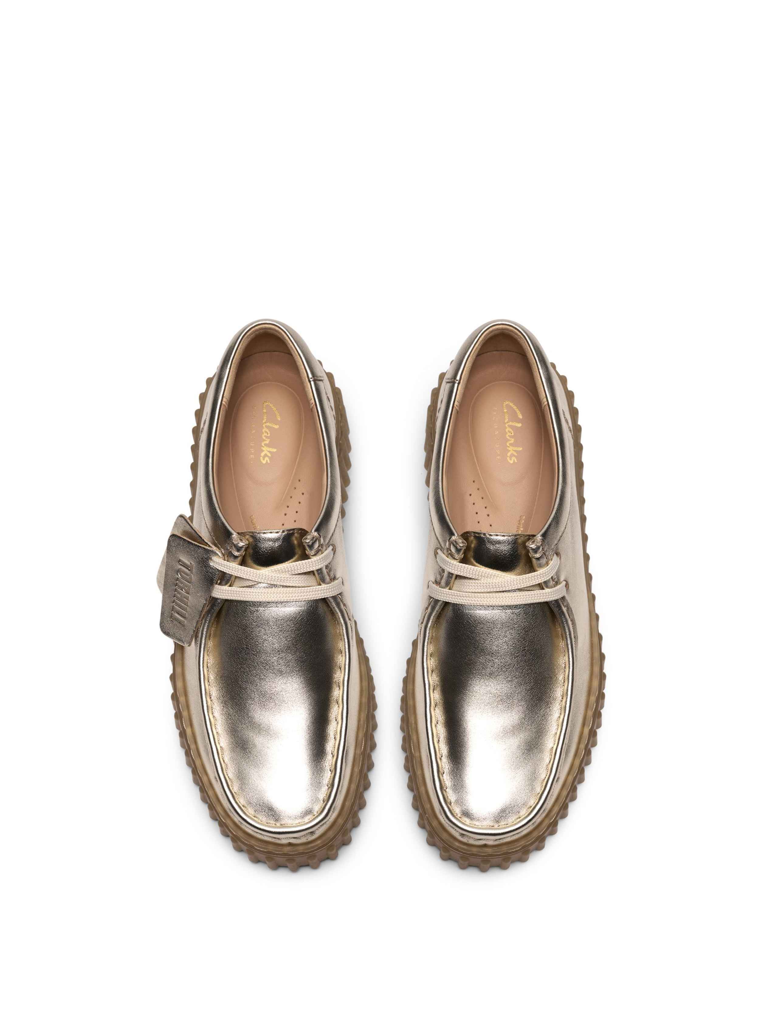 Leather Metallic Lace Up Platform Shoes 4 of 8